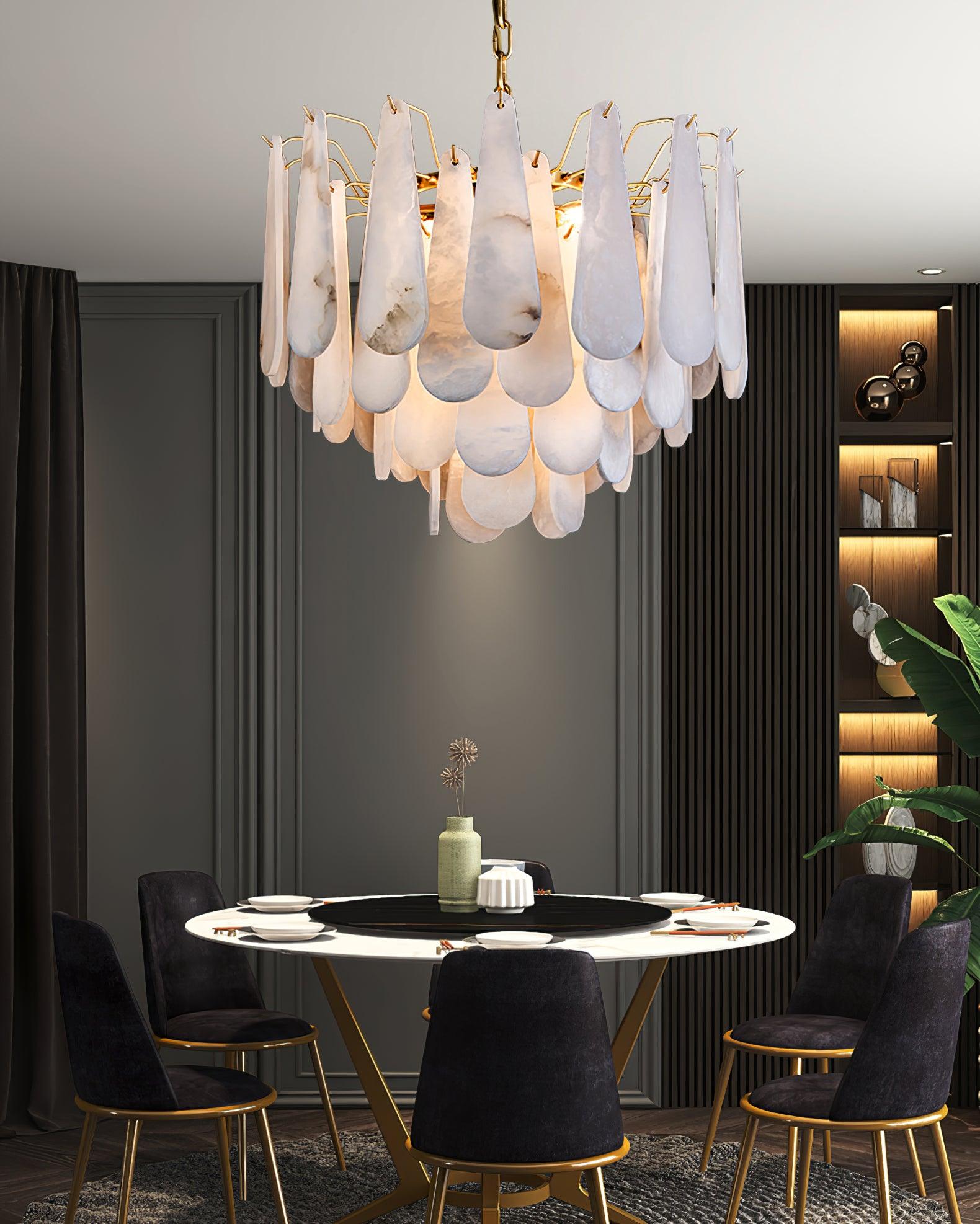 Niveneon Teardrop Alabaster Chandelier