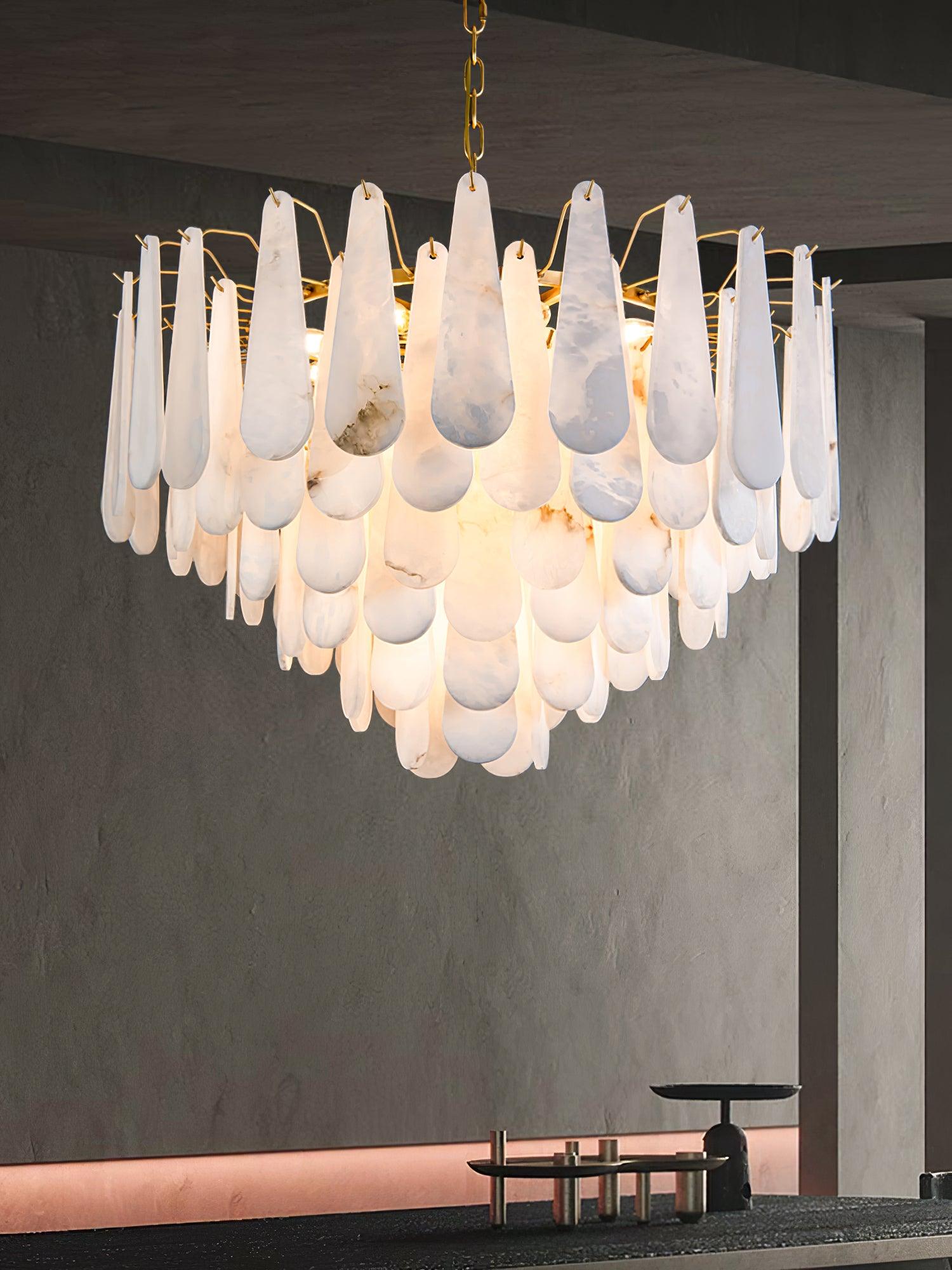 Niveneon Teardrop Alabaster Chandelier