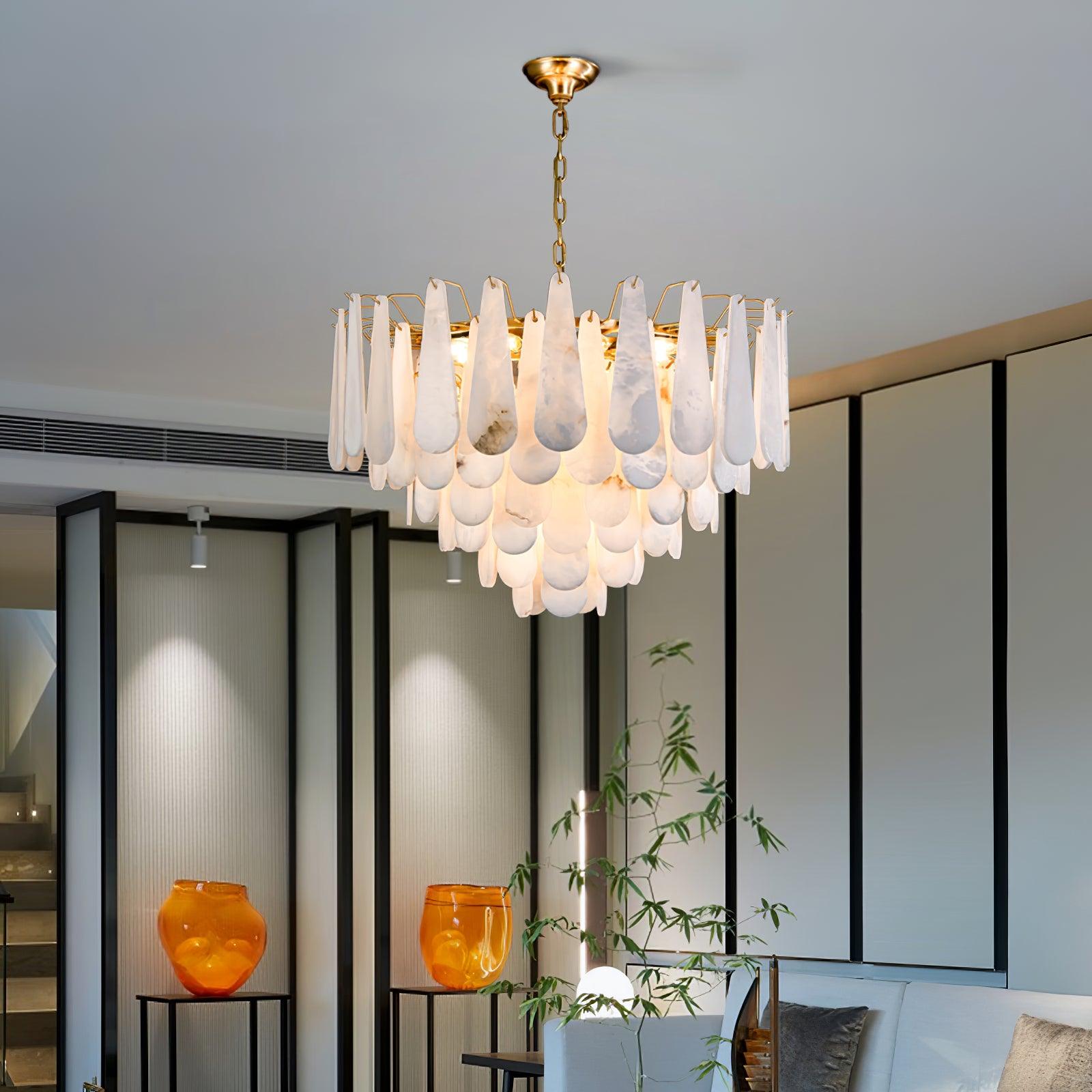 Niveneon Teardrop Alabaster Chandelier