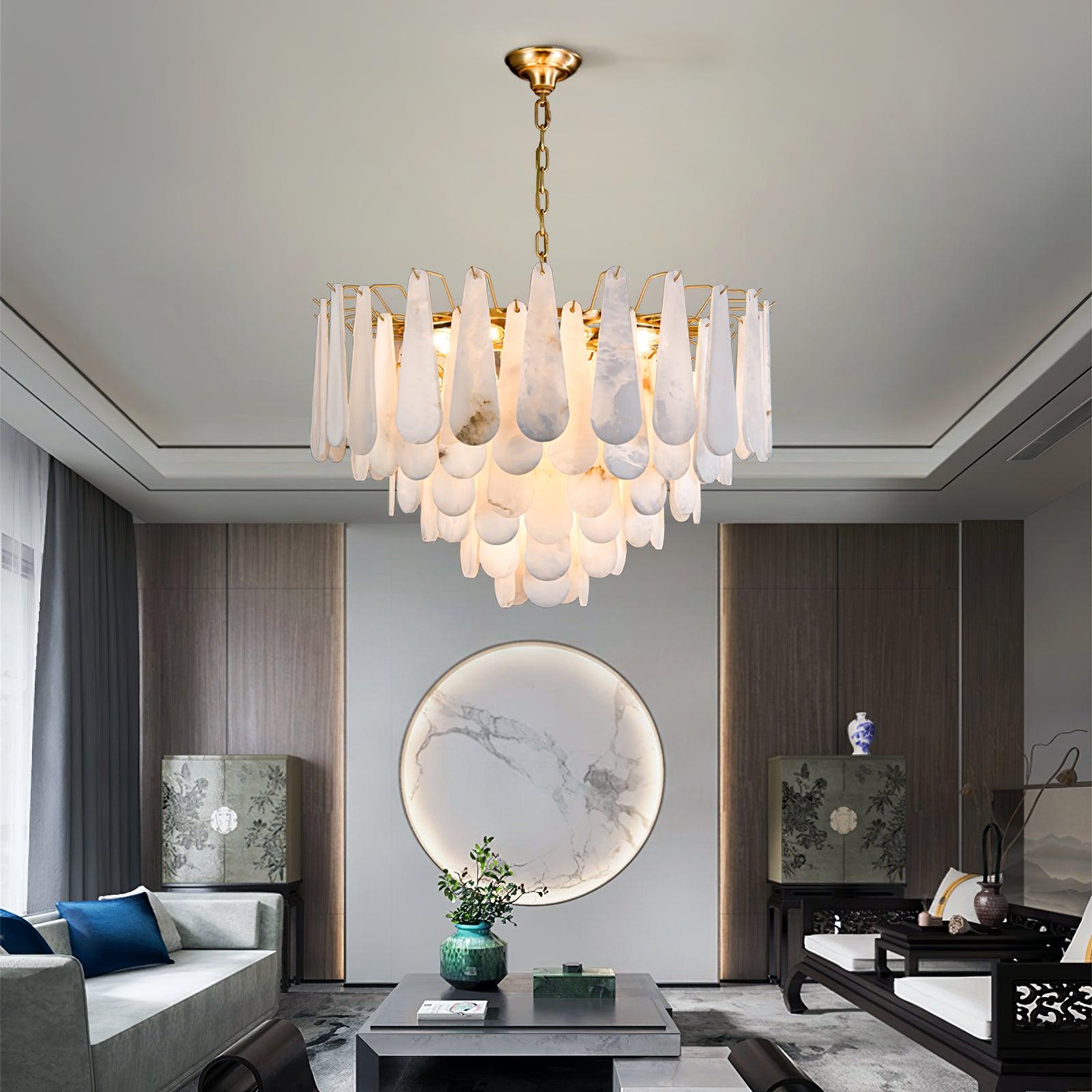 Niveneon Teardrop Alabaster Chandelier