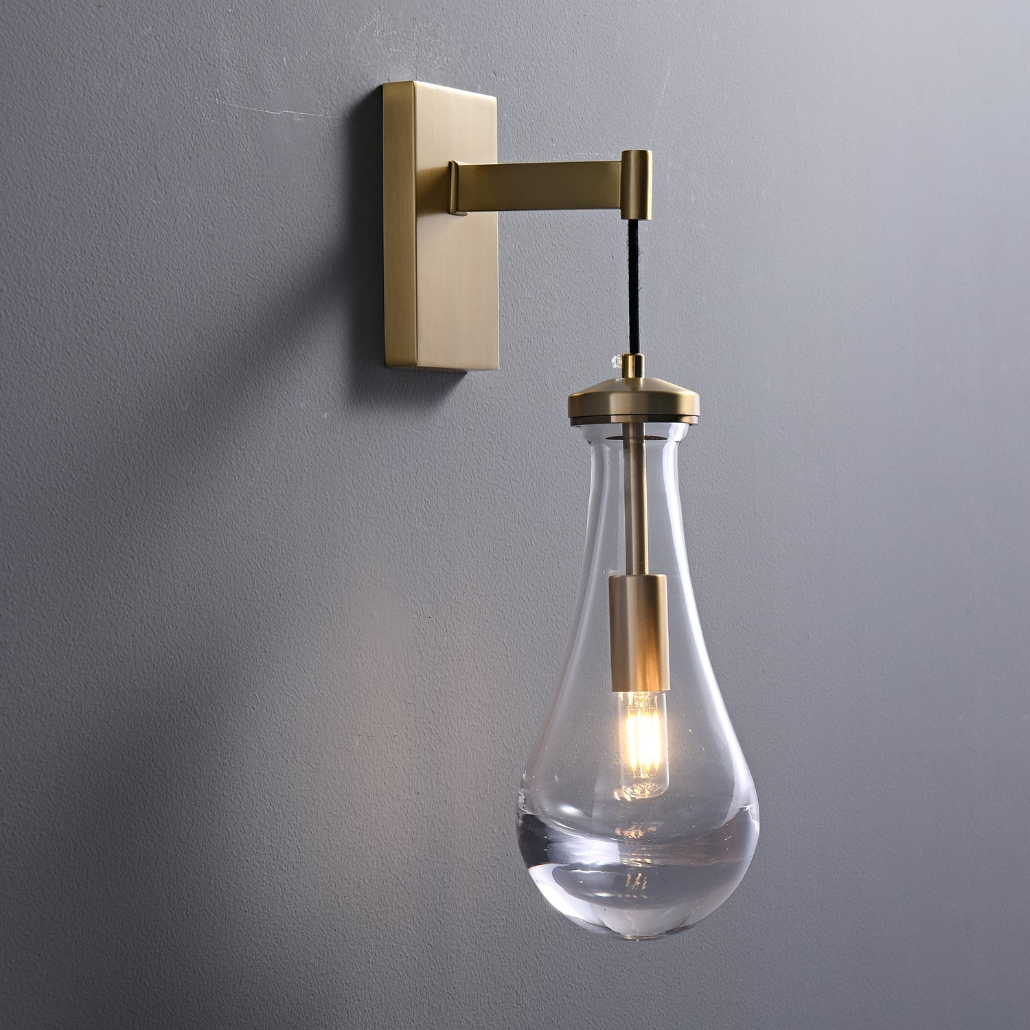 Lyshaos Modern Minimalist Brass Glass Wall Lamp