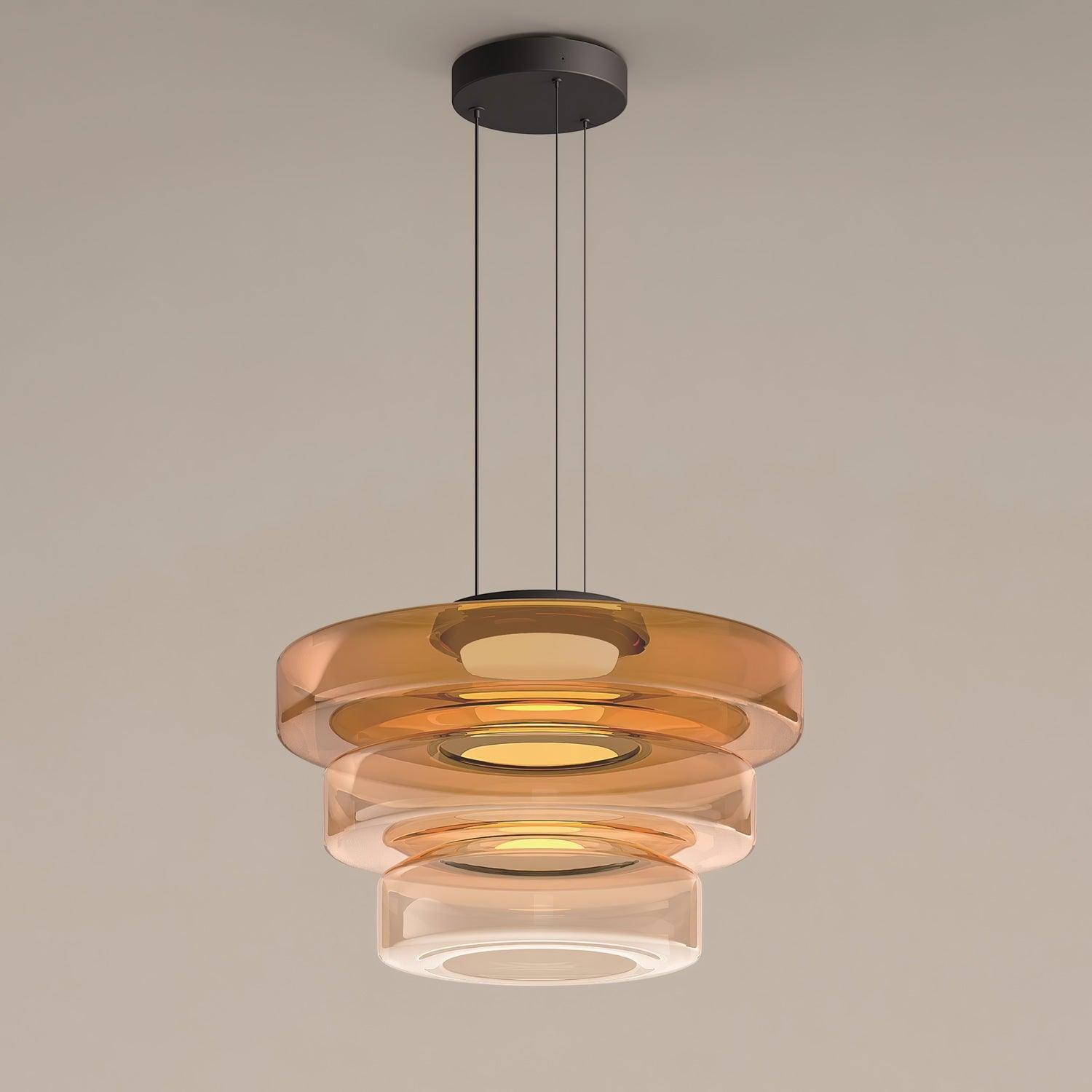 Lustra Pendant Lamp Glass Circles Multi-Level - Neutral Decor