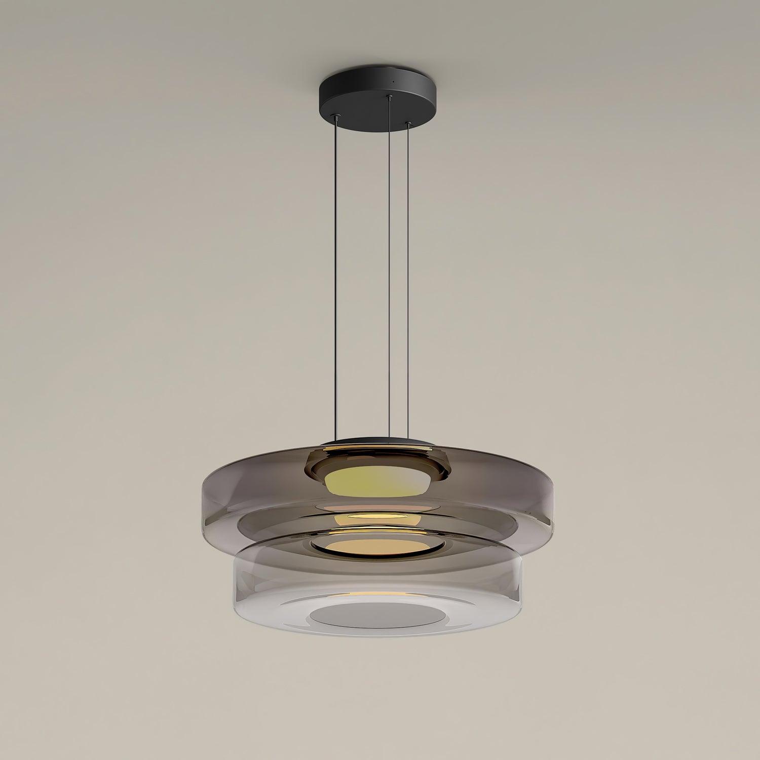 Lustra Pendant Lamp Glass Circles Multi-Level - Neutral Decor