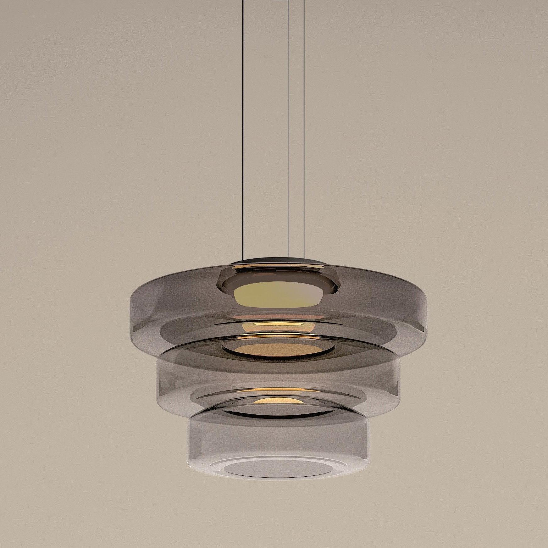 Lustra Pendant Lamp Glass Circles Multi-Level - Neutral Decor