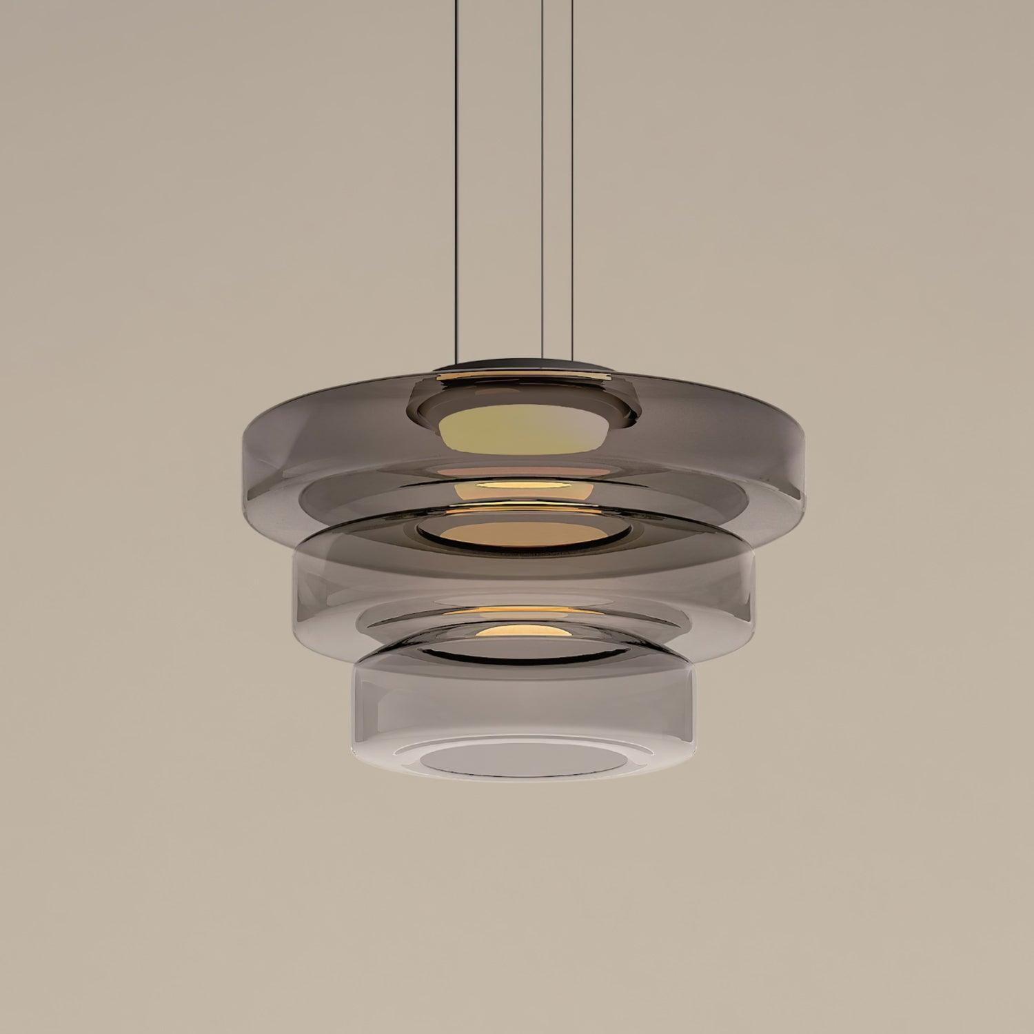 Lustra Pendant Lamp Glass Circles Multi-Level - Neutral Decor