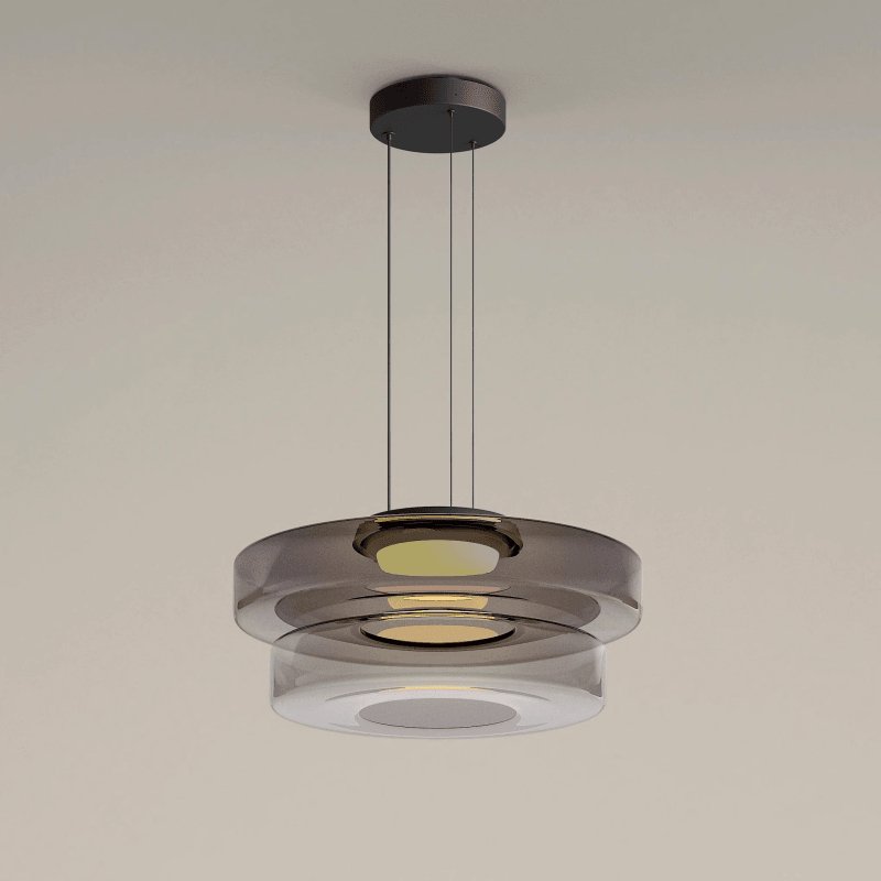 Lustra Pendant Lamp Glass Circles Multi-Level - Neutral Decor