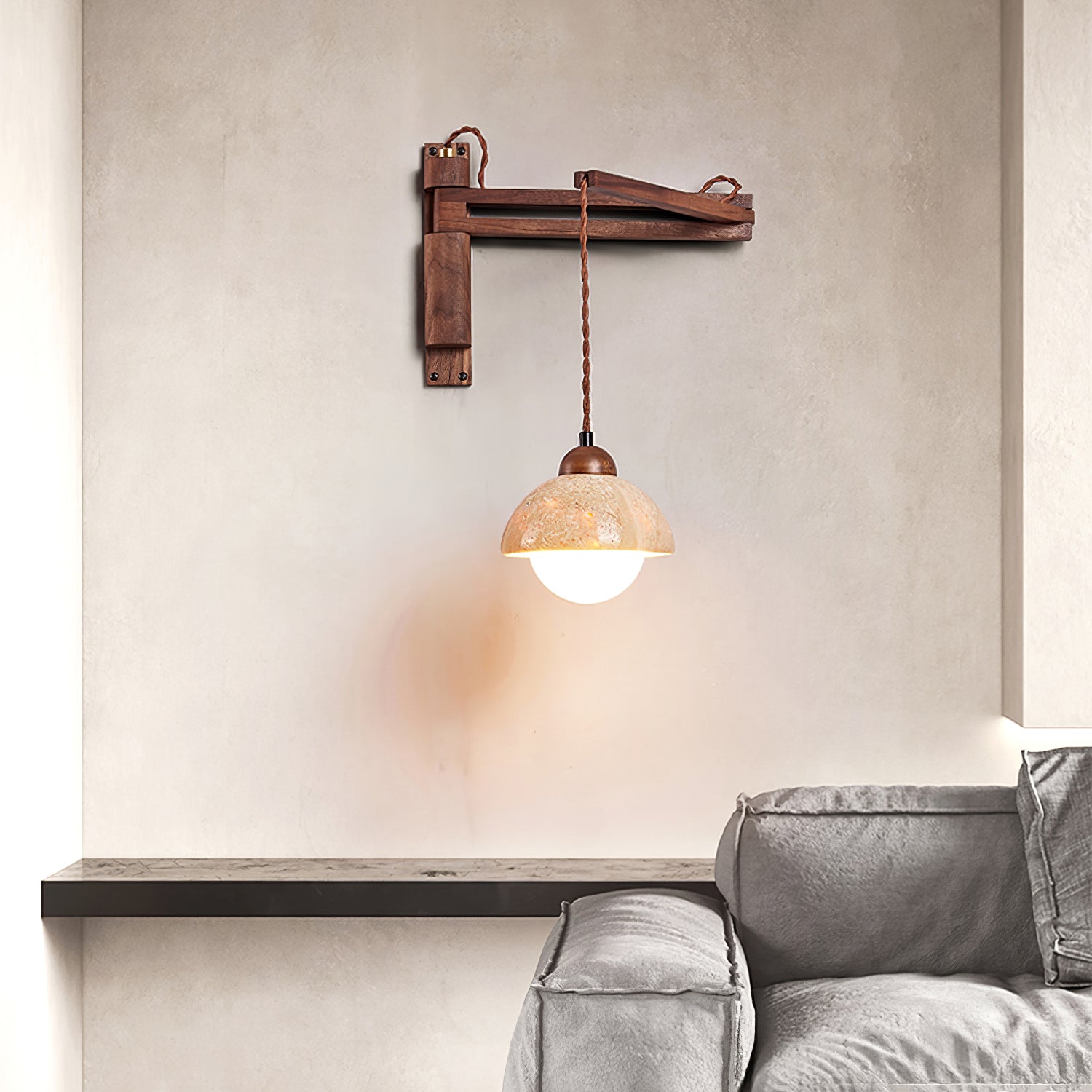 Arboren Adjustable Travertine Dome Wall Sconce