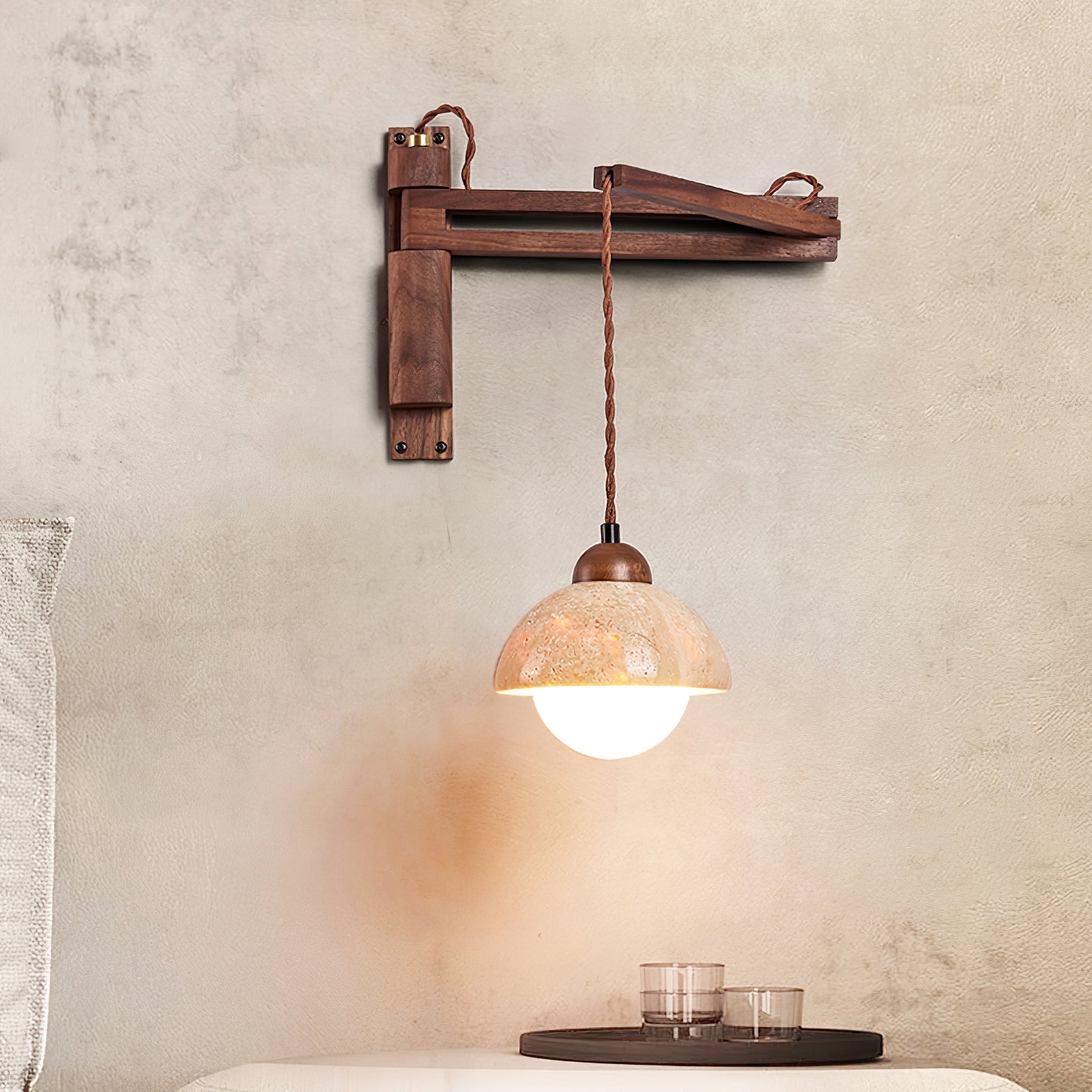 Arboren Adjustable Travertine Dome Wall Sconce