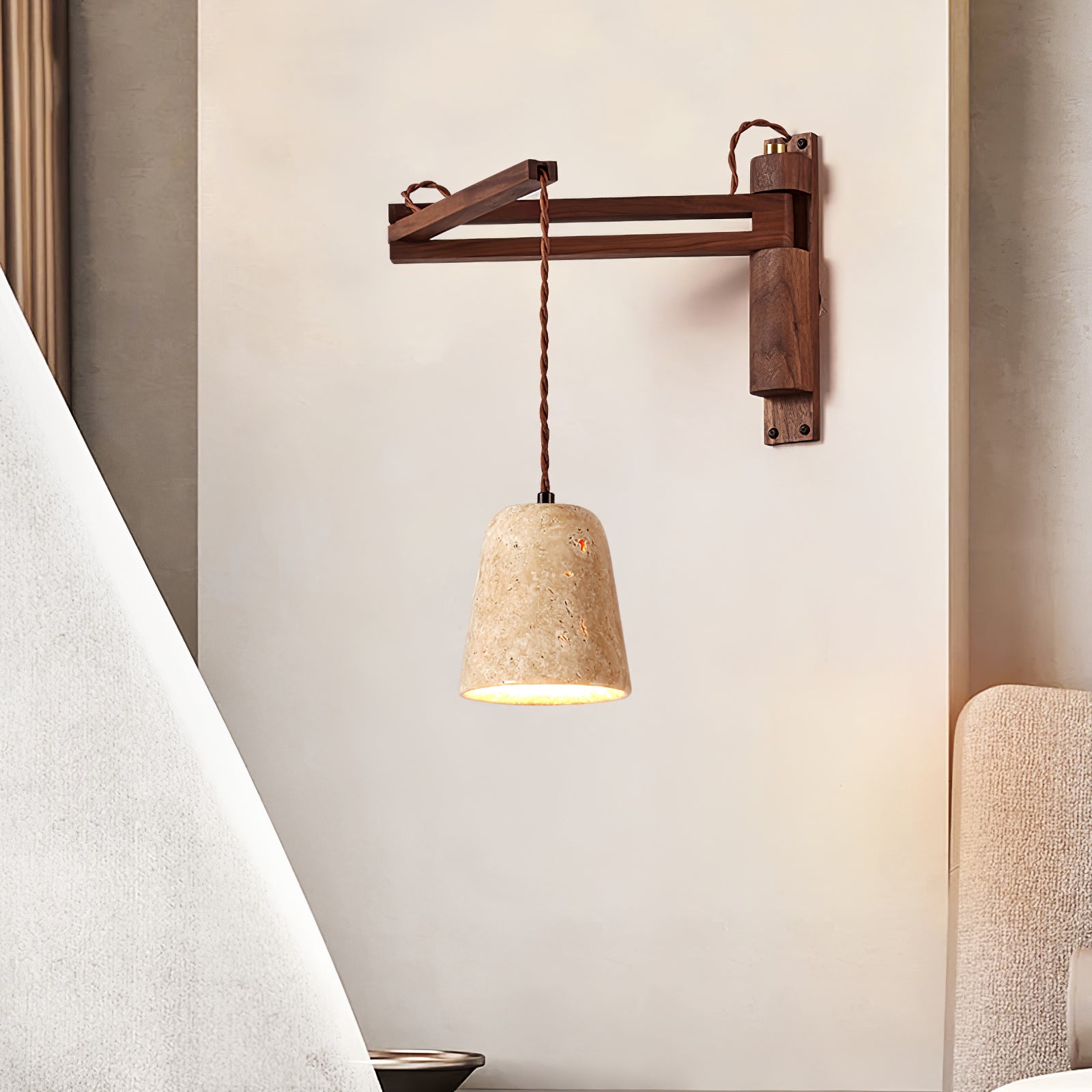 Arboren Adjustable Travertine Dome Wall Sconce