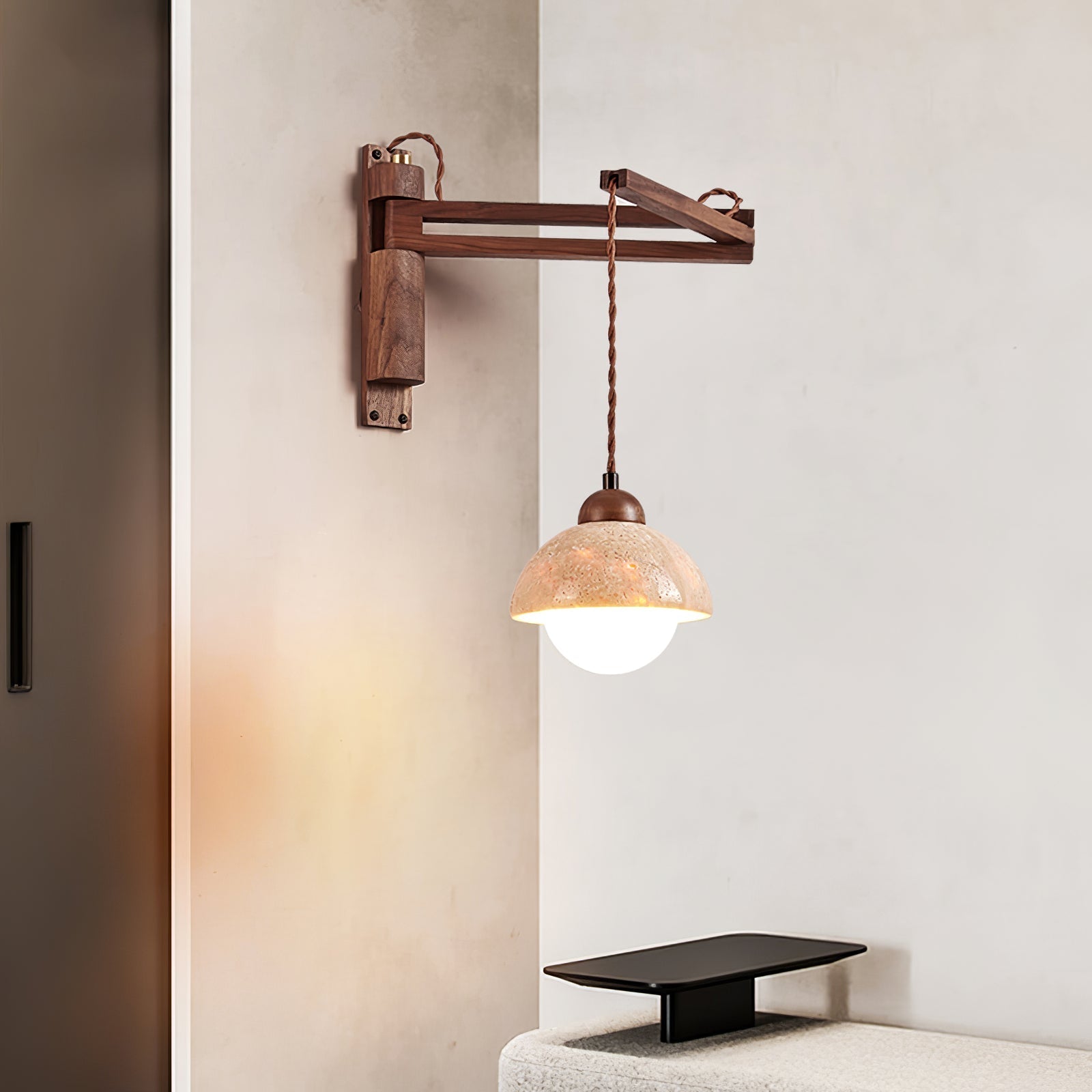 Arboren Adjustable Travertine Dome Wall Sconce