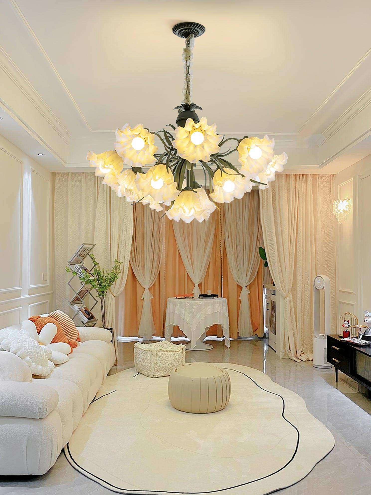 Evren Chandelier Flower with Petals and Leaves