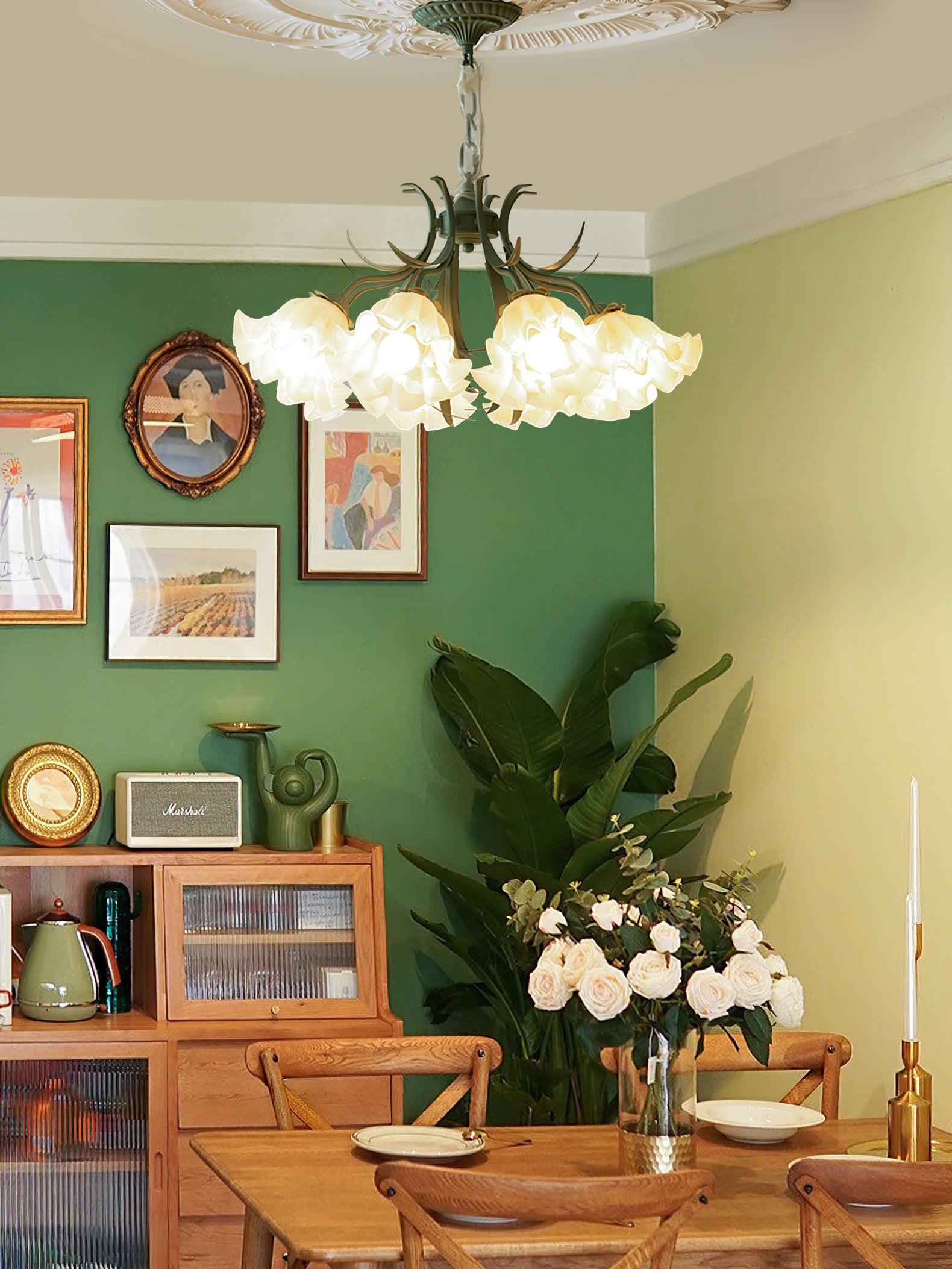 Evren Chandelier Flower with Petals and Leaves