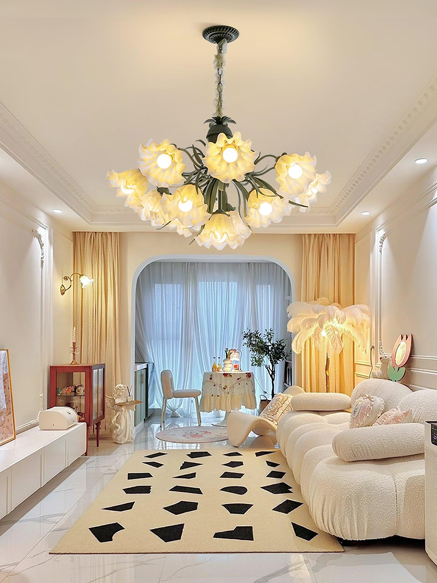 Evren Chandelier Flower with Petals and Leaves