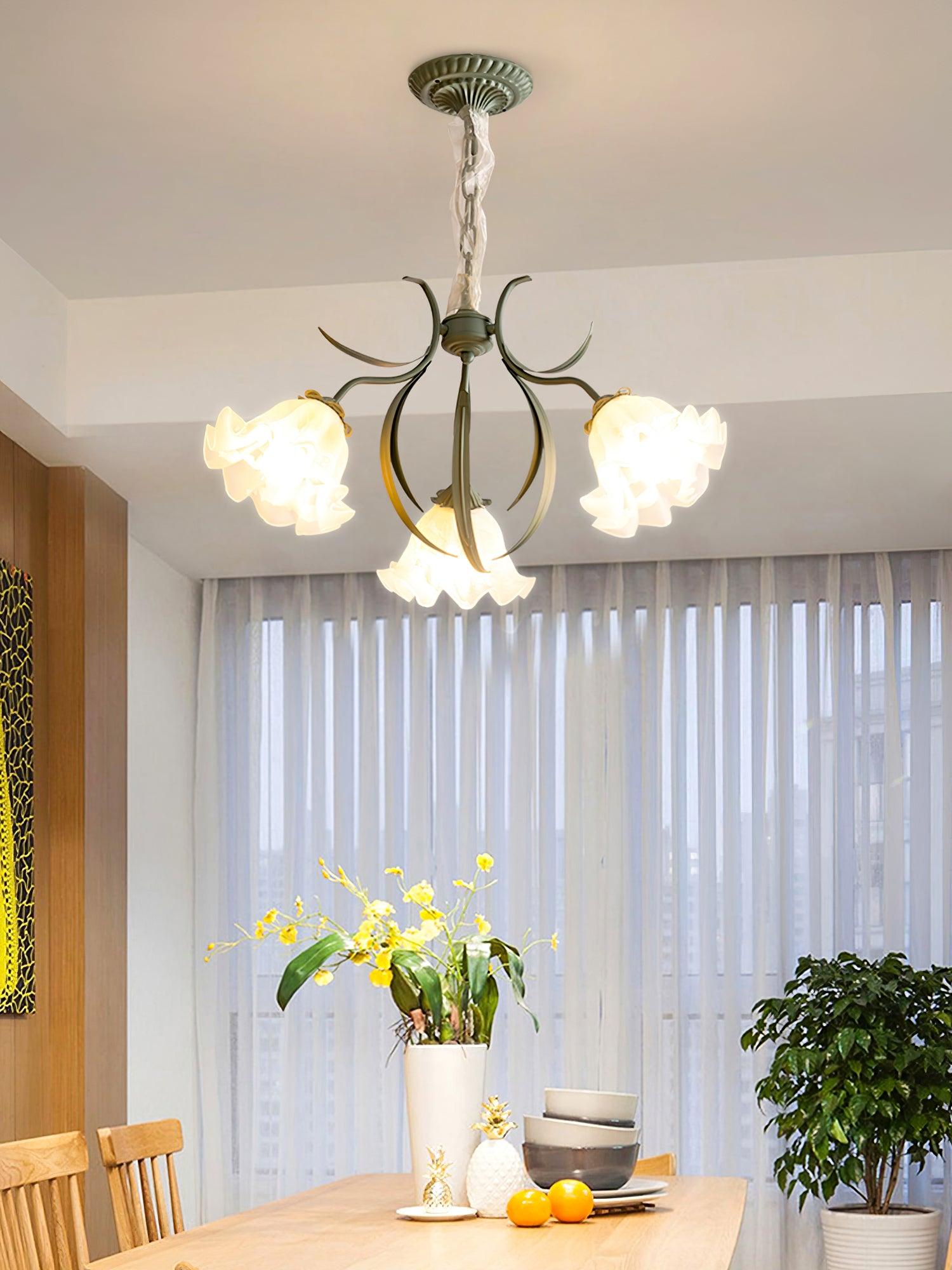 Evren Chandelier Flower with Petals and Leaves