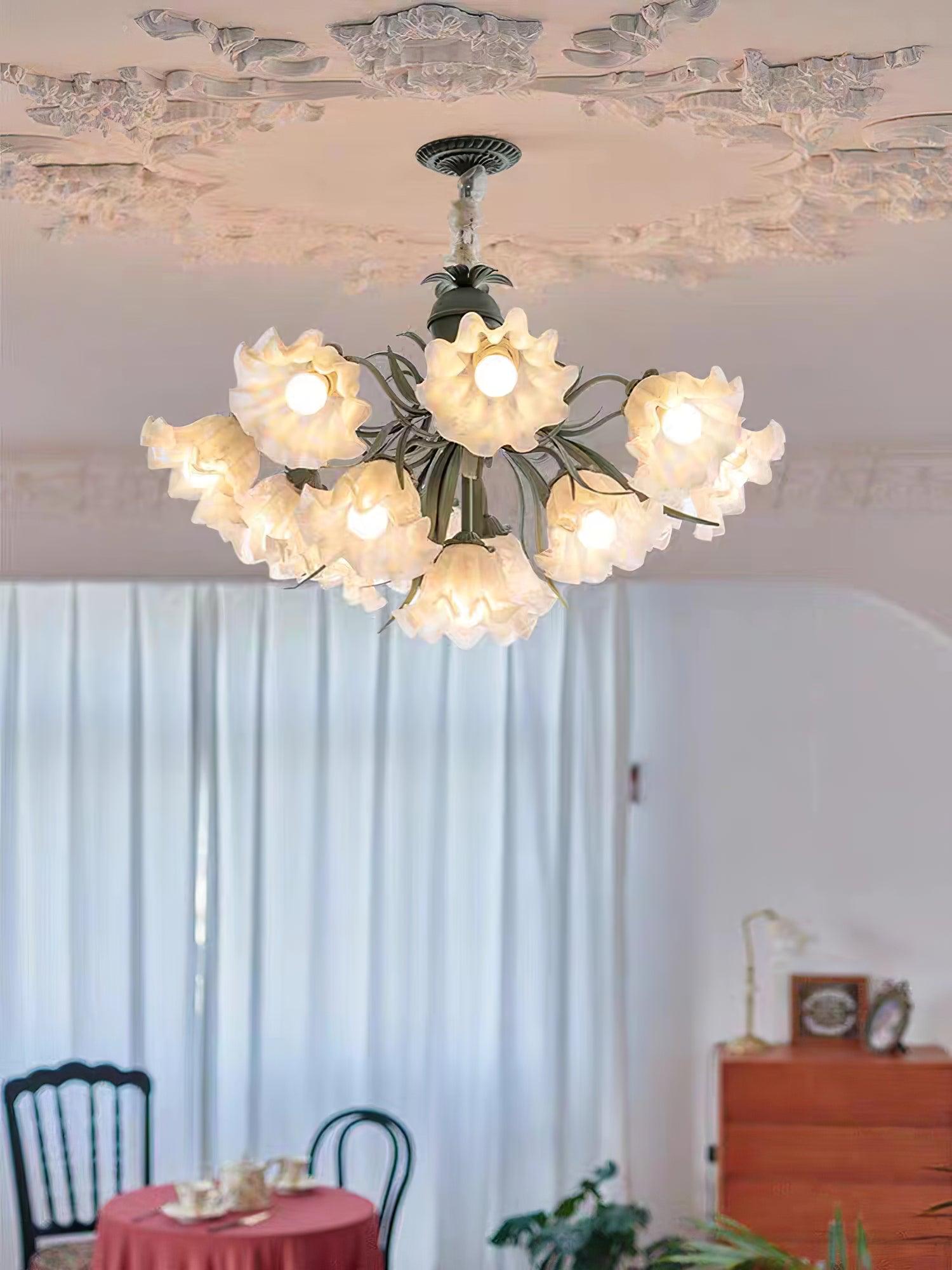 Evren Chandelier Flower with Petals and Leaves