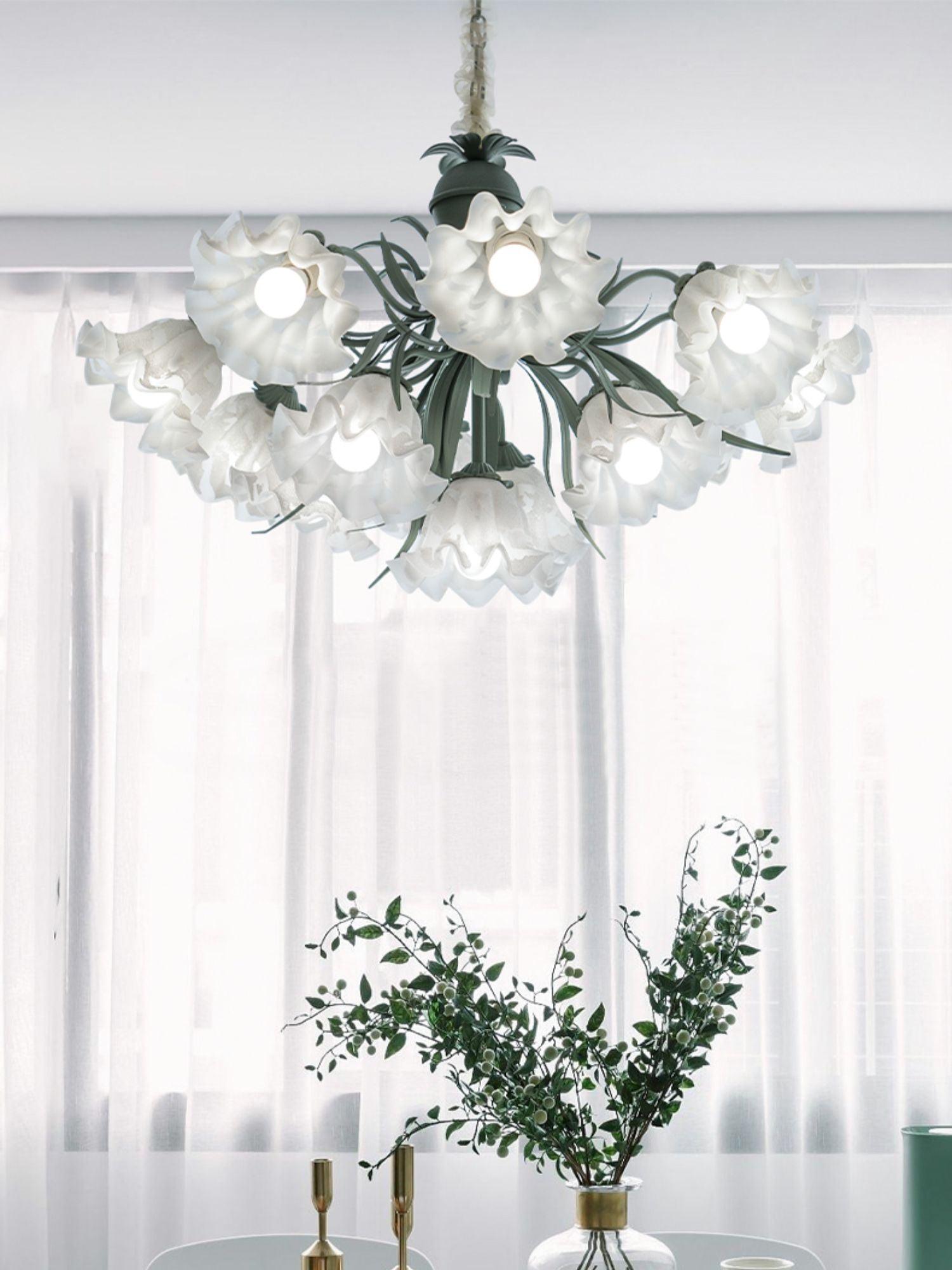 Evren Chandelier Flower with Petals and Leaves