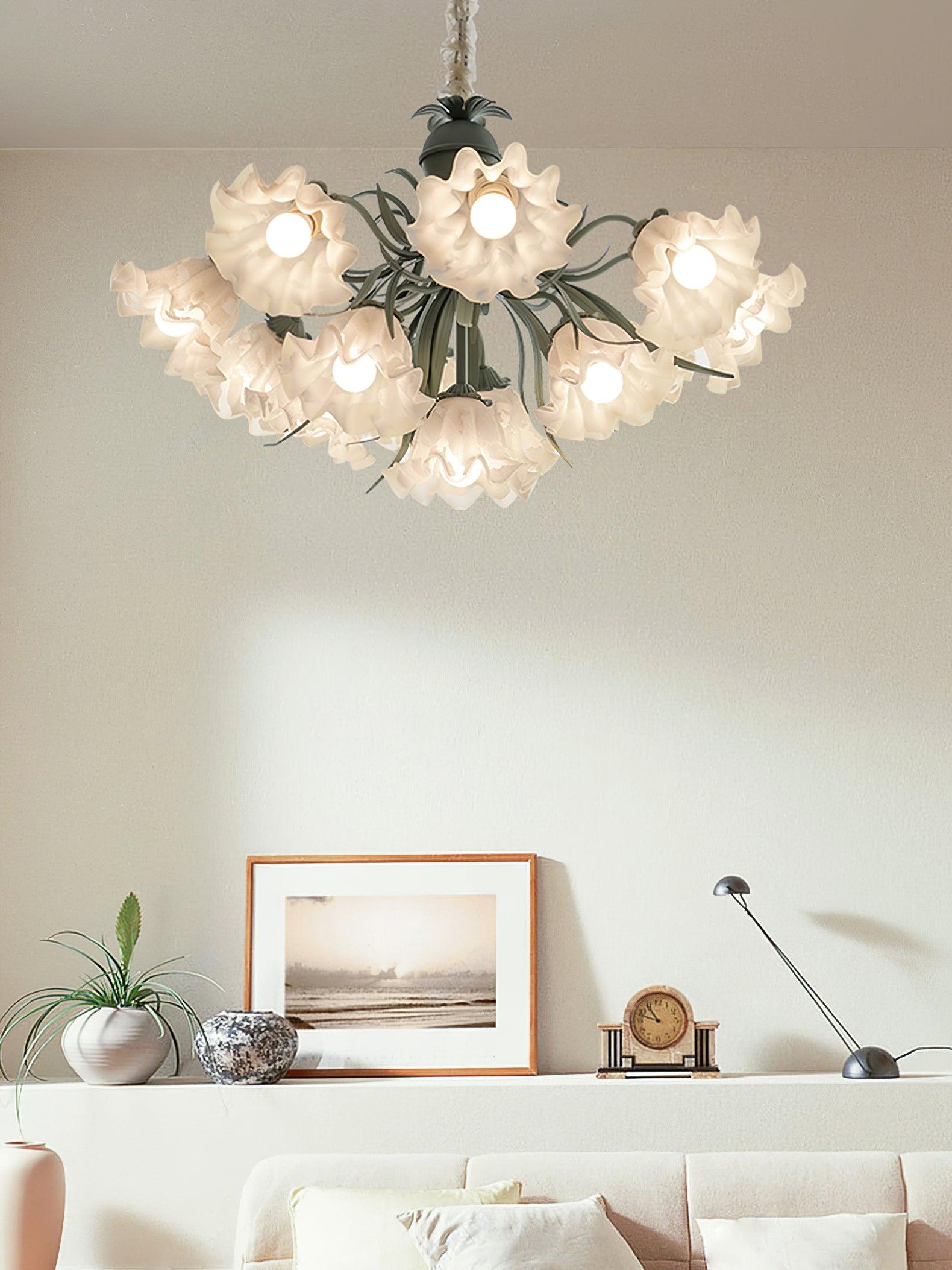 Evren Chandelier Flower with Petals and Leaves