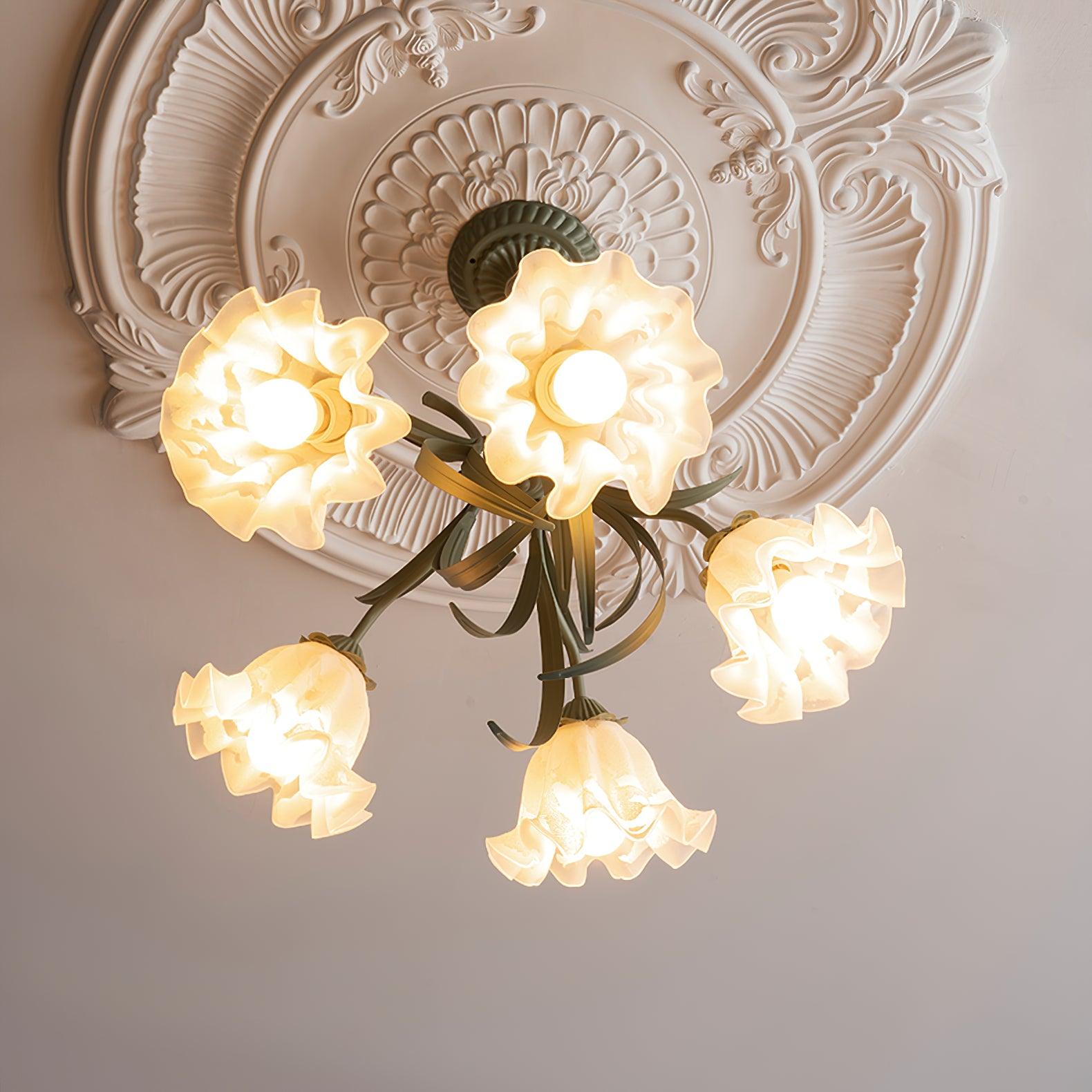 Evren Chandelier Flower with Petals and Leaves