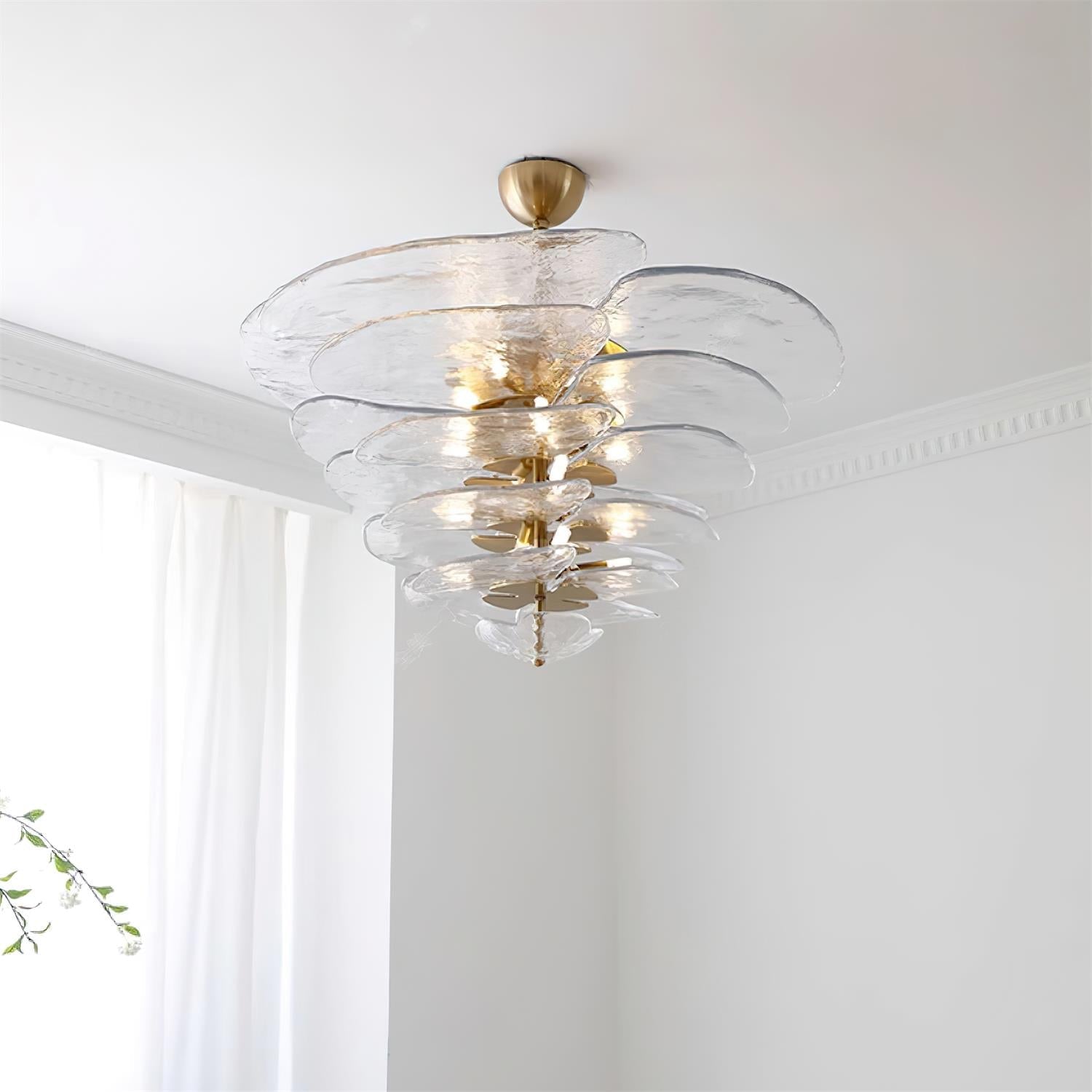Fairwell Lotus Leaf Layered Glass Chandelier