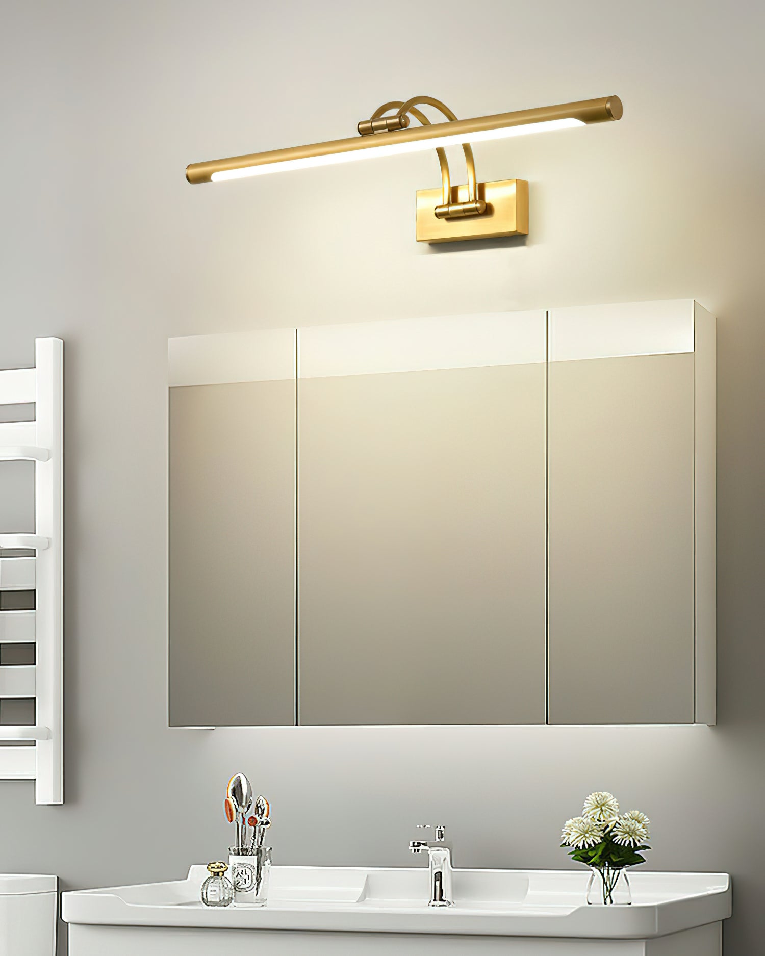 Solarielle Linear Vanity Brass Wall Light