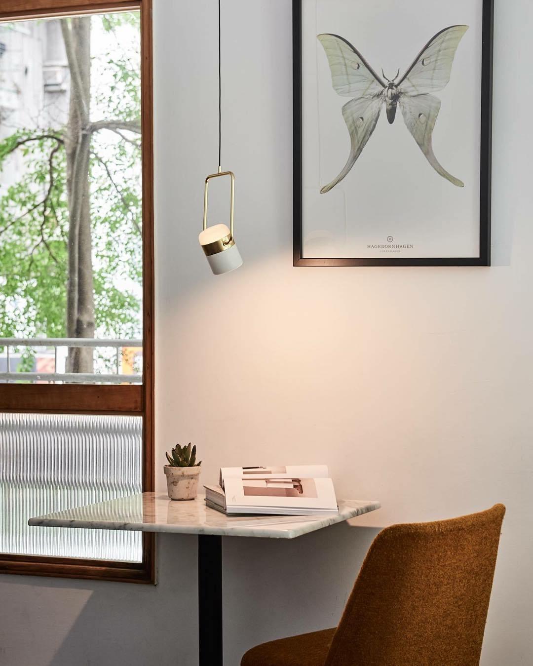 Lirael Pendant Lamp Adjustable Glass with Brass