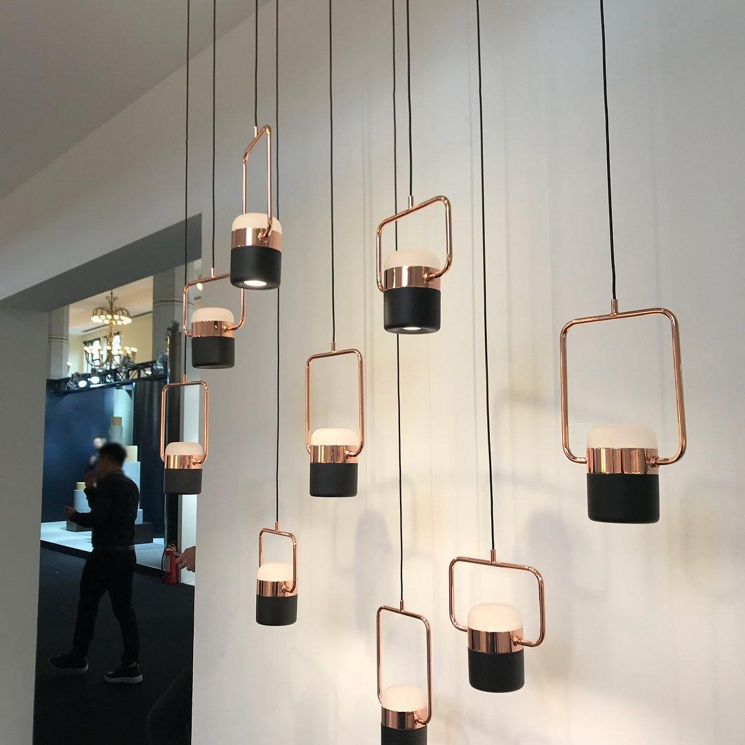 Lirael Pendant Lamp Adjustable Glass with Brass