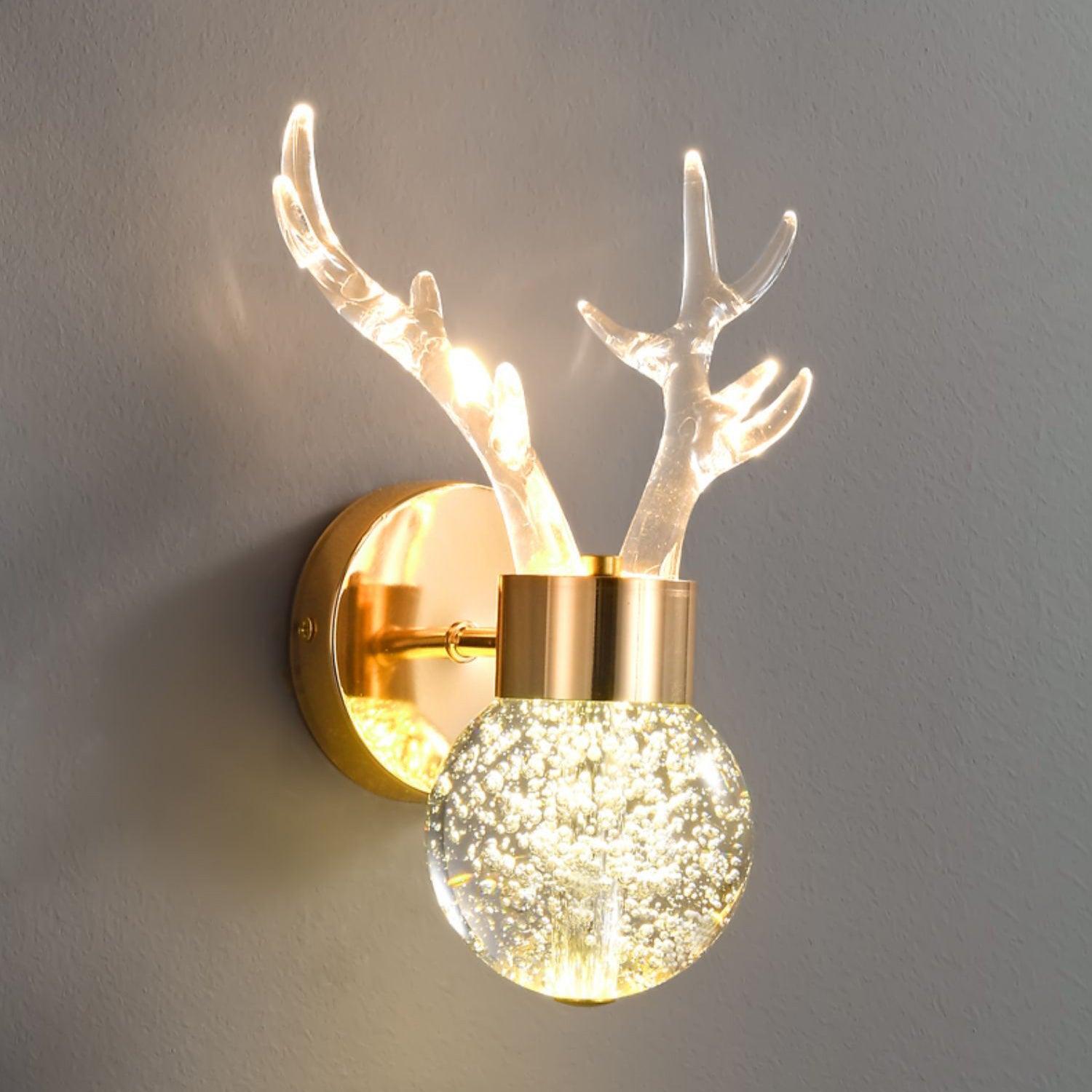 Cexi Postmodern Luxury Deer Crystal Wall Lamp