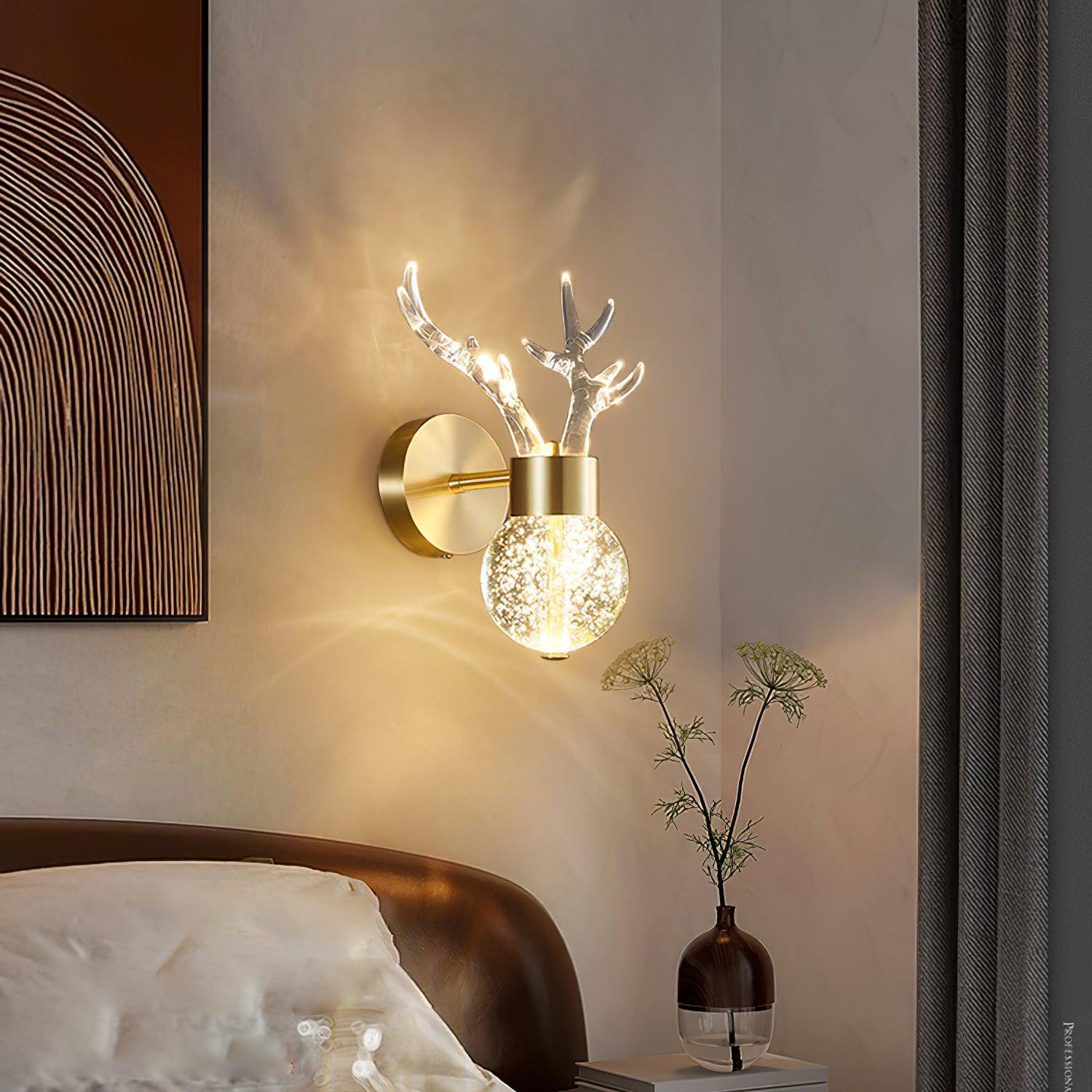 Cexi Postmodern Luxury Deer Crystal Wall Lamp