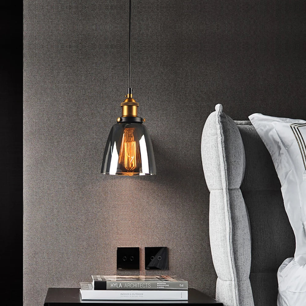 Arisha Industrial /Glass Pendant Light Dining Room