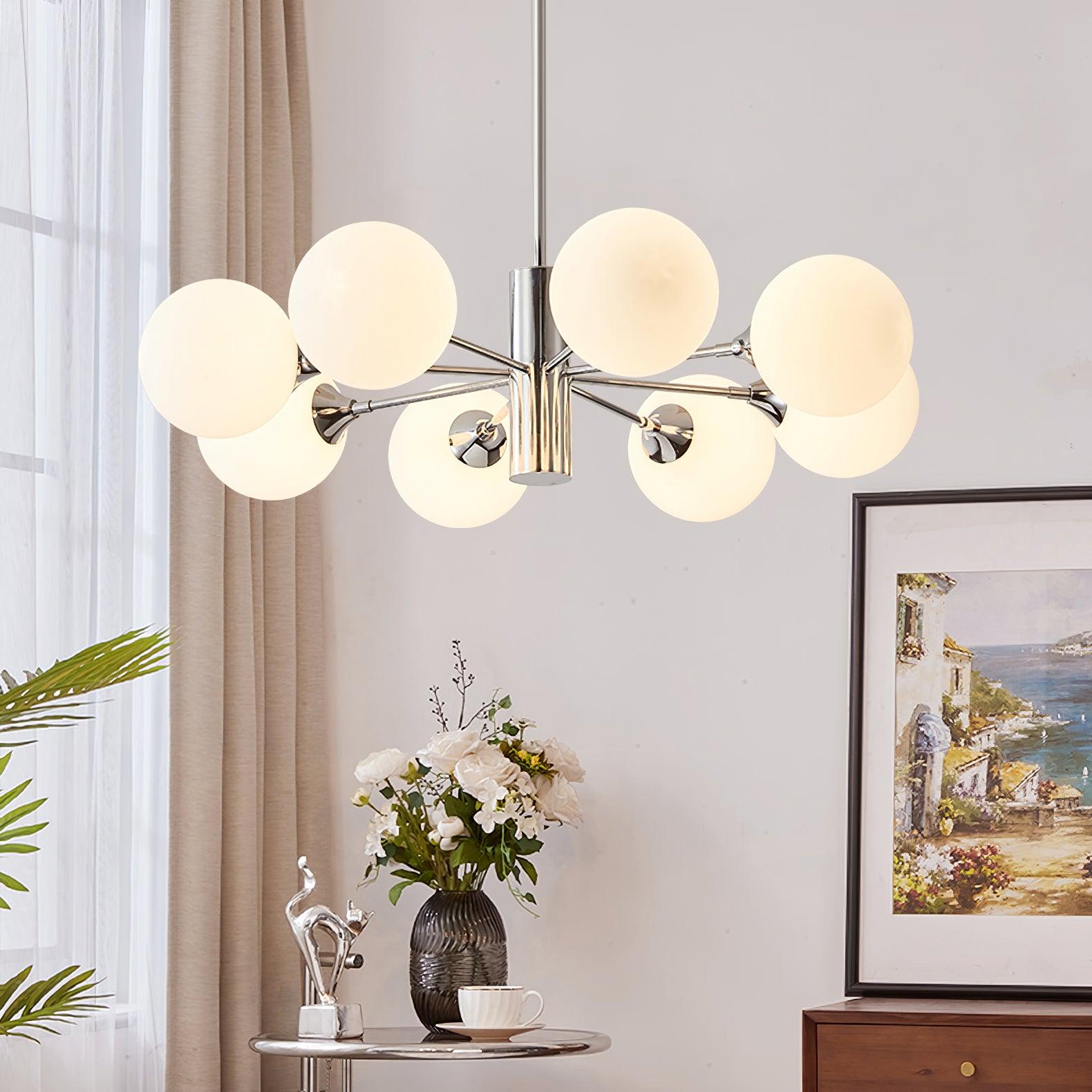 Eirivaria Chandelier Chrome Glass Globe