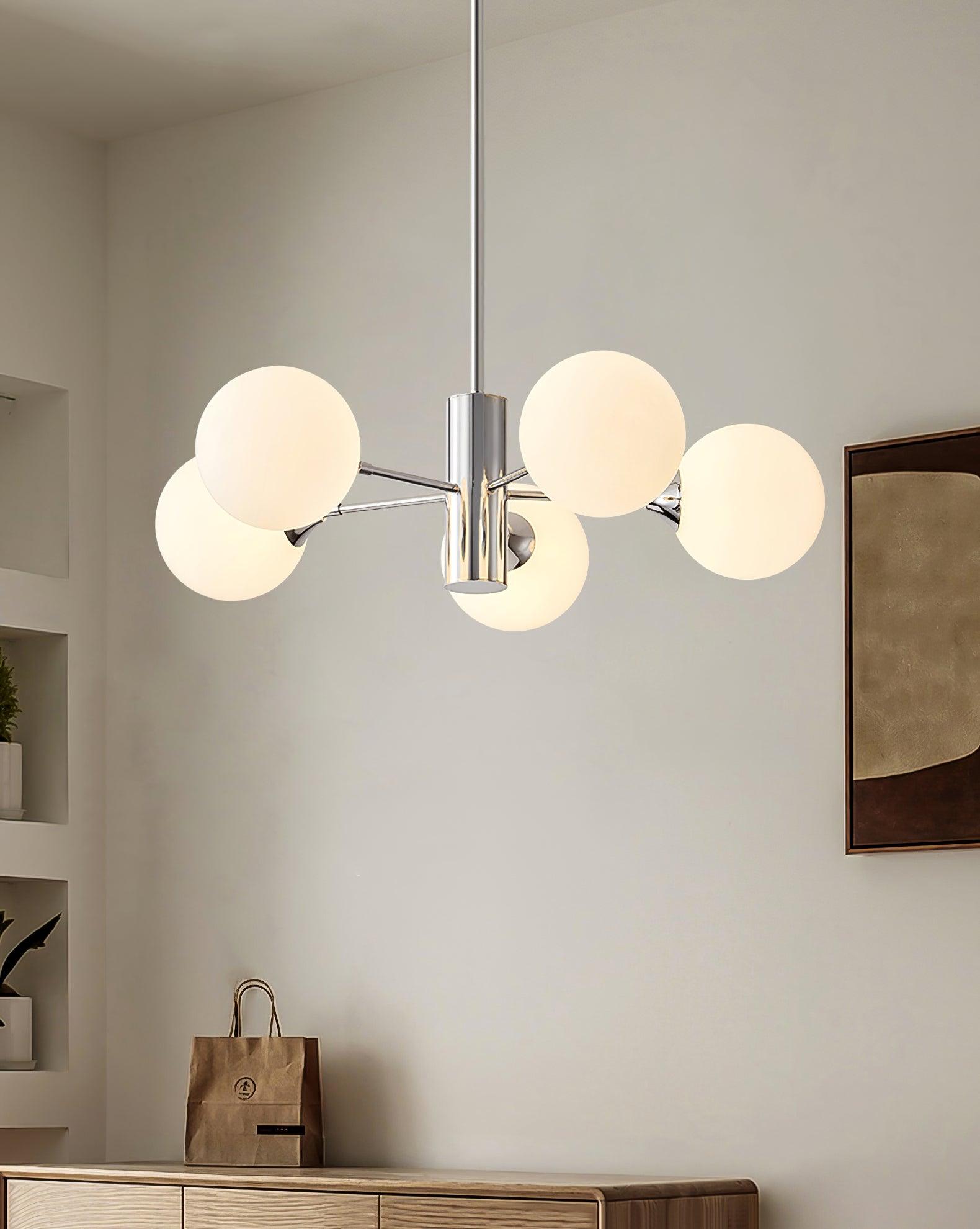 Eirivaria Chandelier Chrome Glass Globe