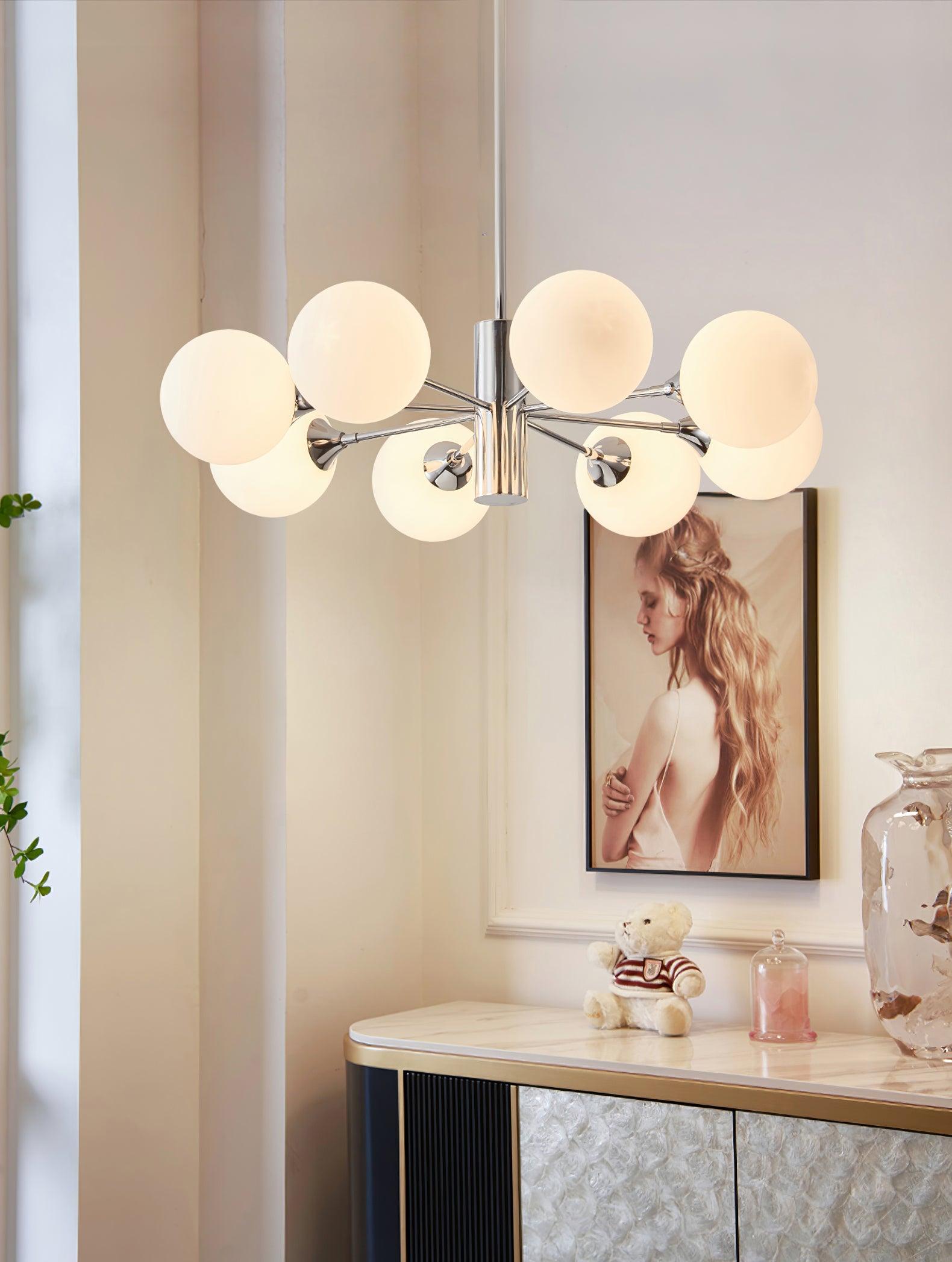 Eirivaria Chandelier Chrome Glass Globe
