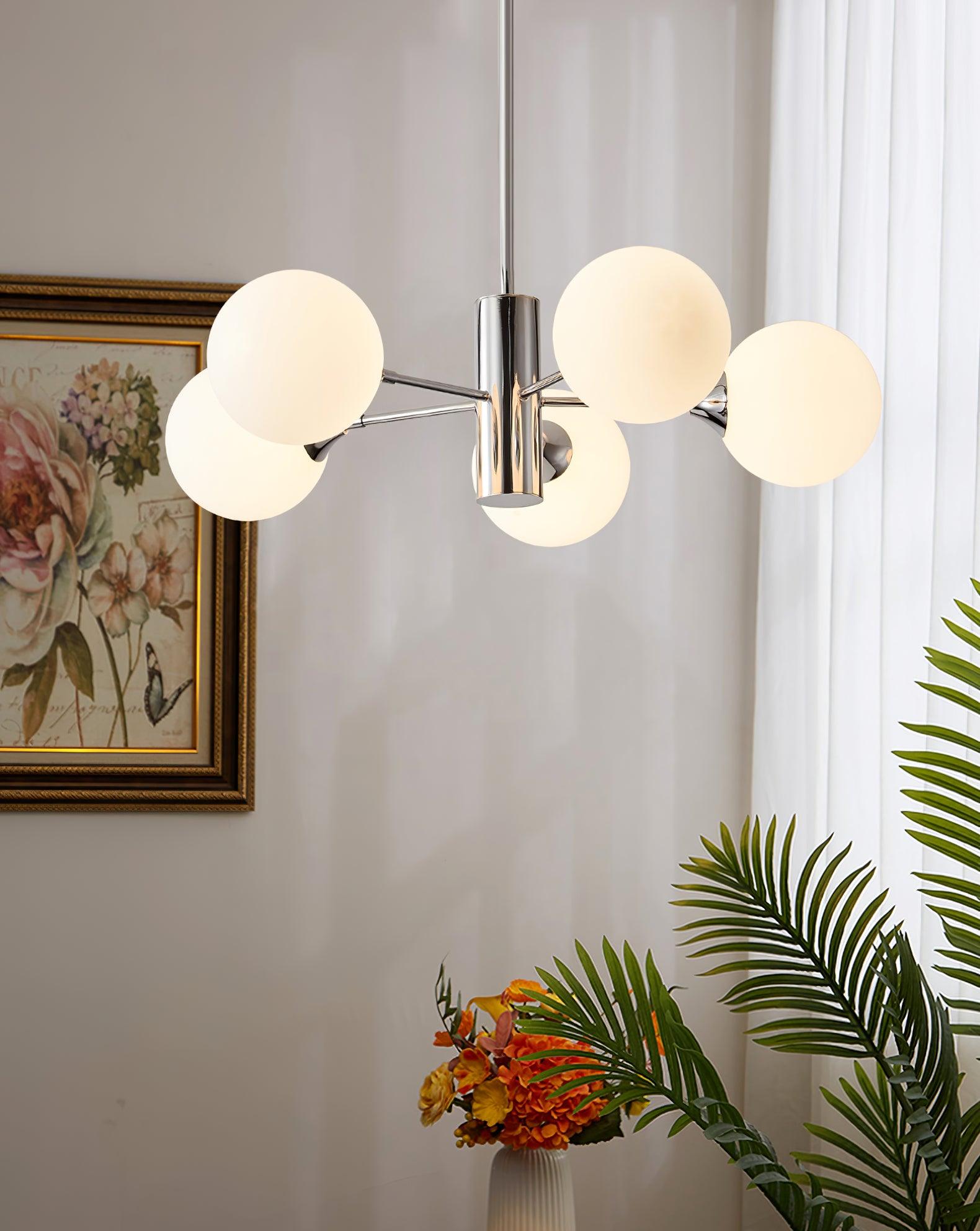 Eirivaria Chandelier Chrome Glass Globe