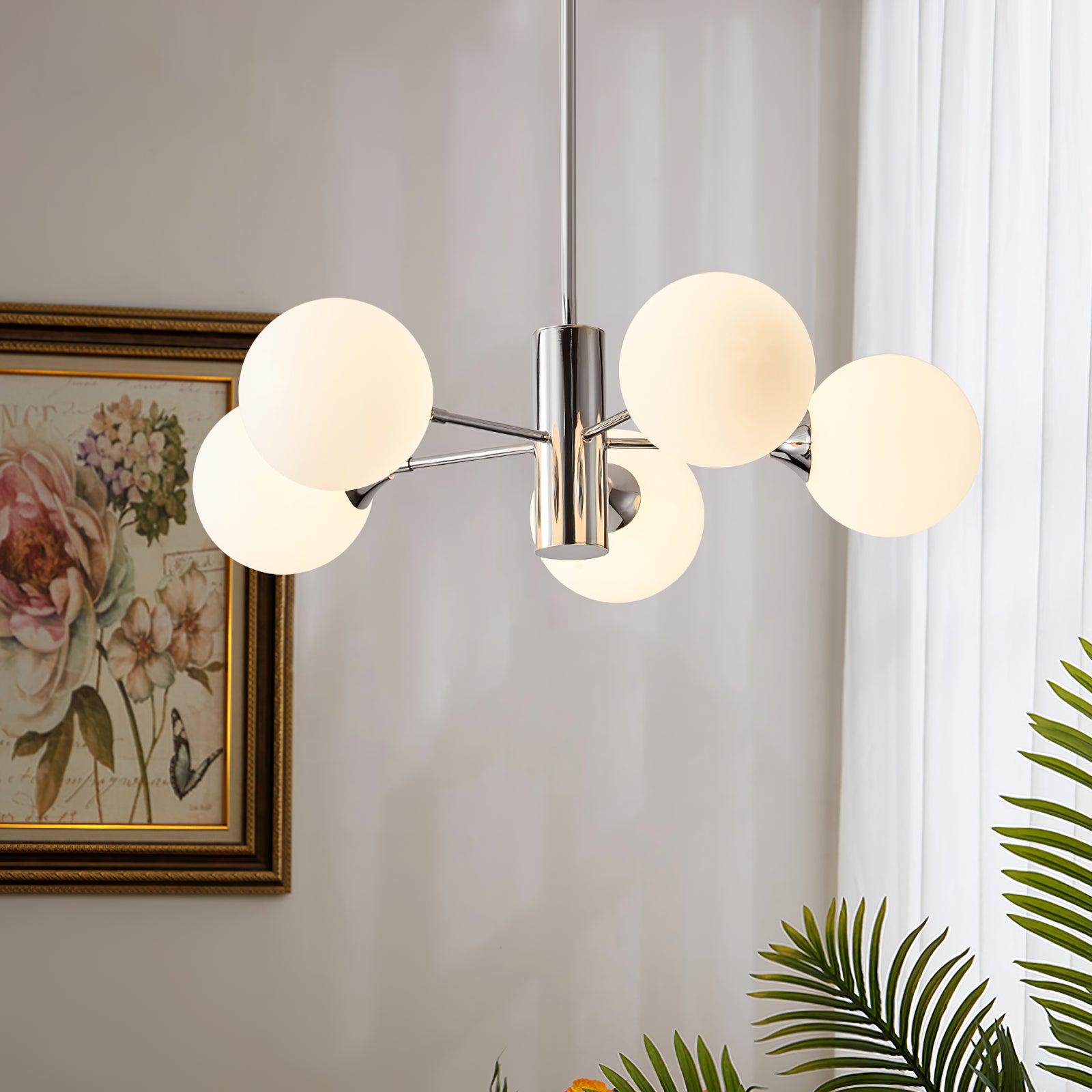 Eirivaria Chandelier Chrome Glass Globe