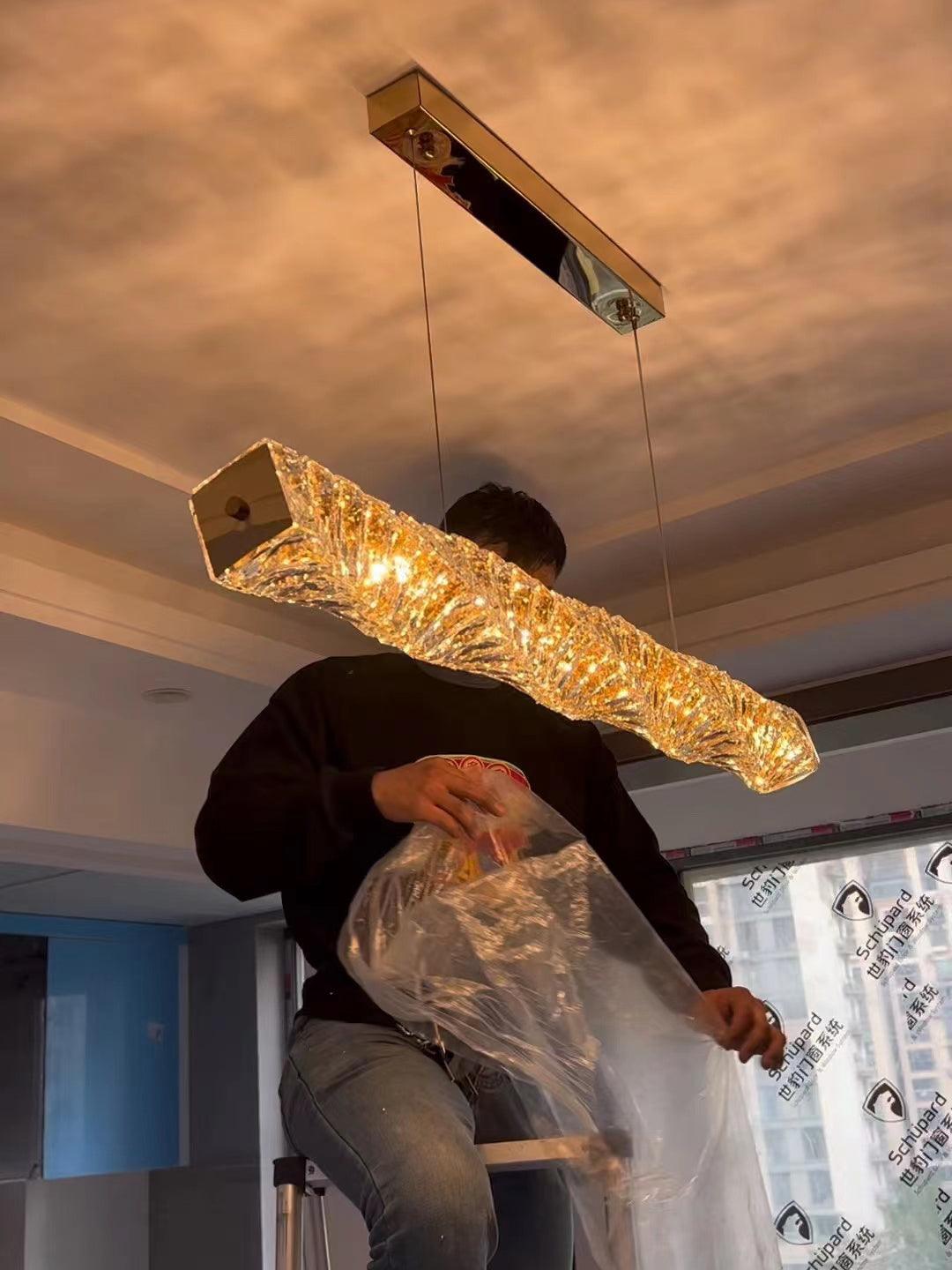 Stream Long Crystal Pendant Lamp