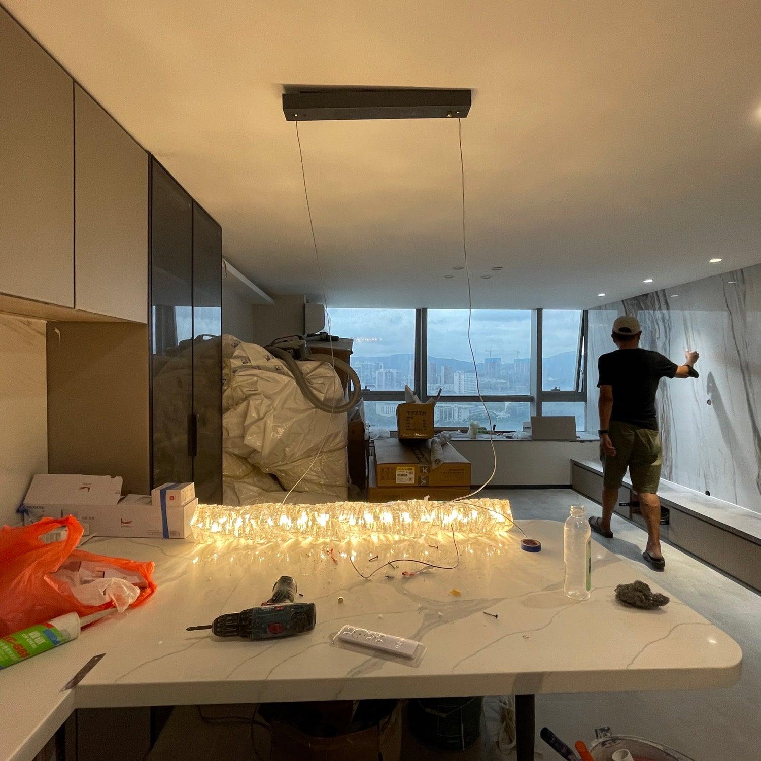 Stream Long Crystal Pendant Lamp