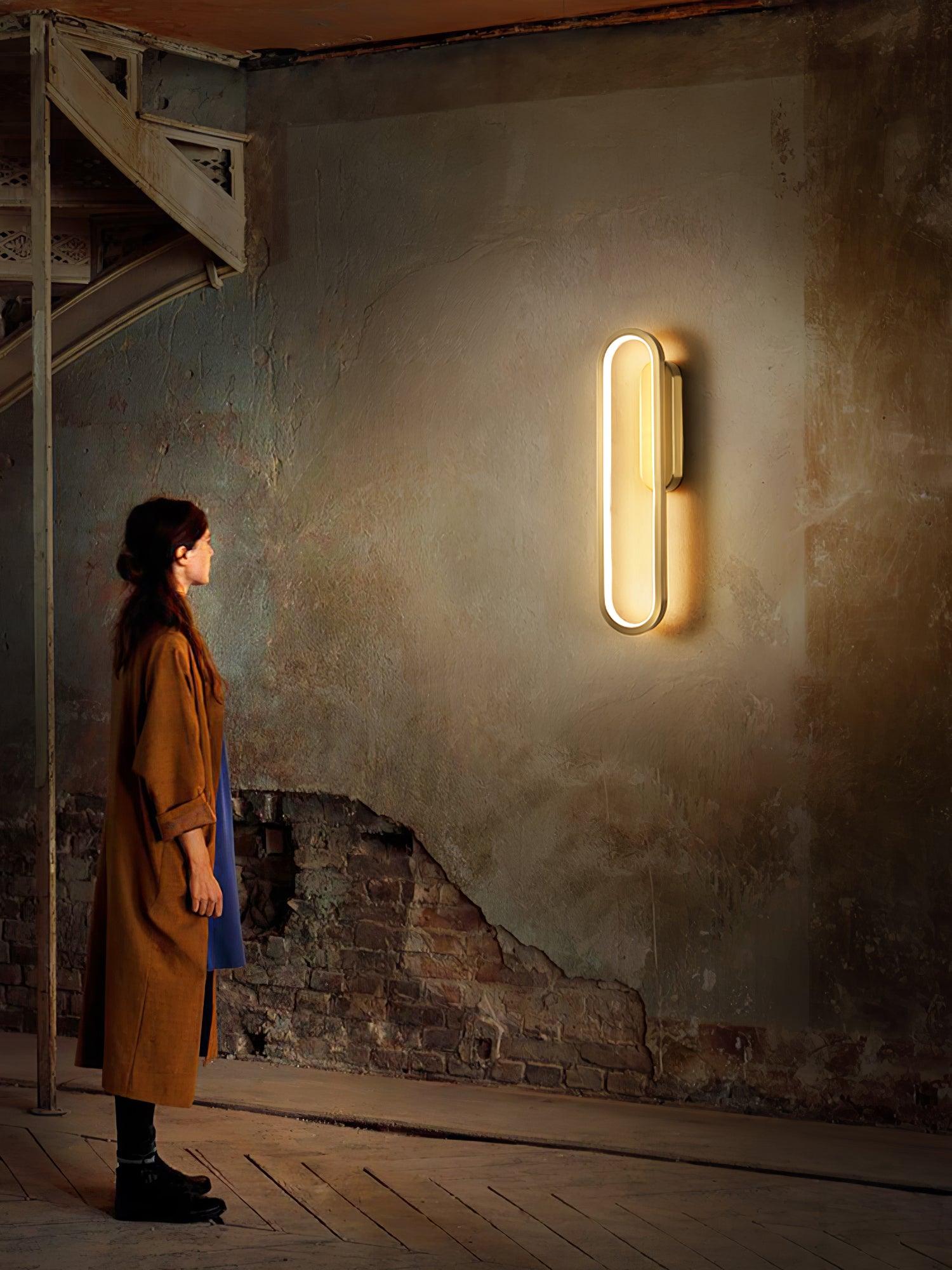 Dhu Classic Long Ova Brass Wall Lamp