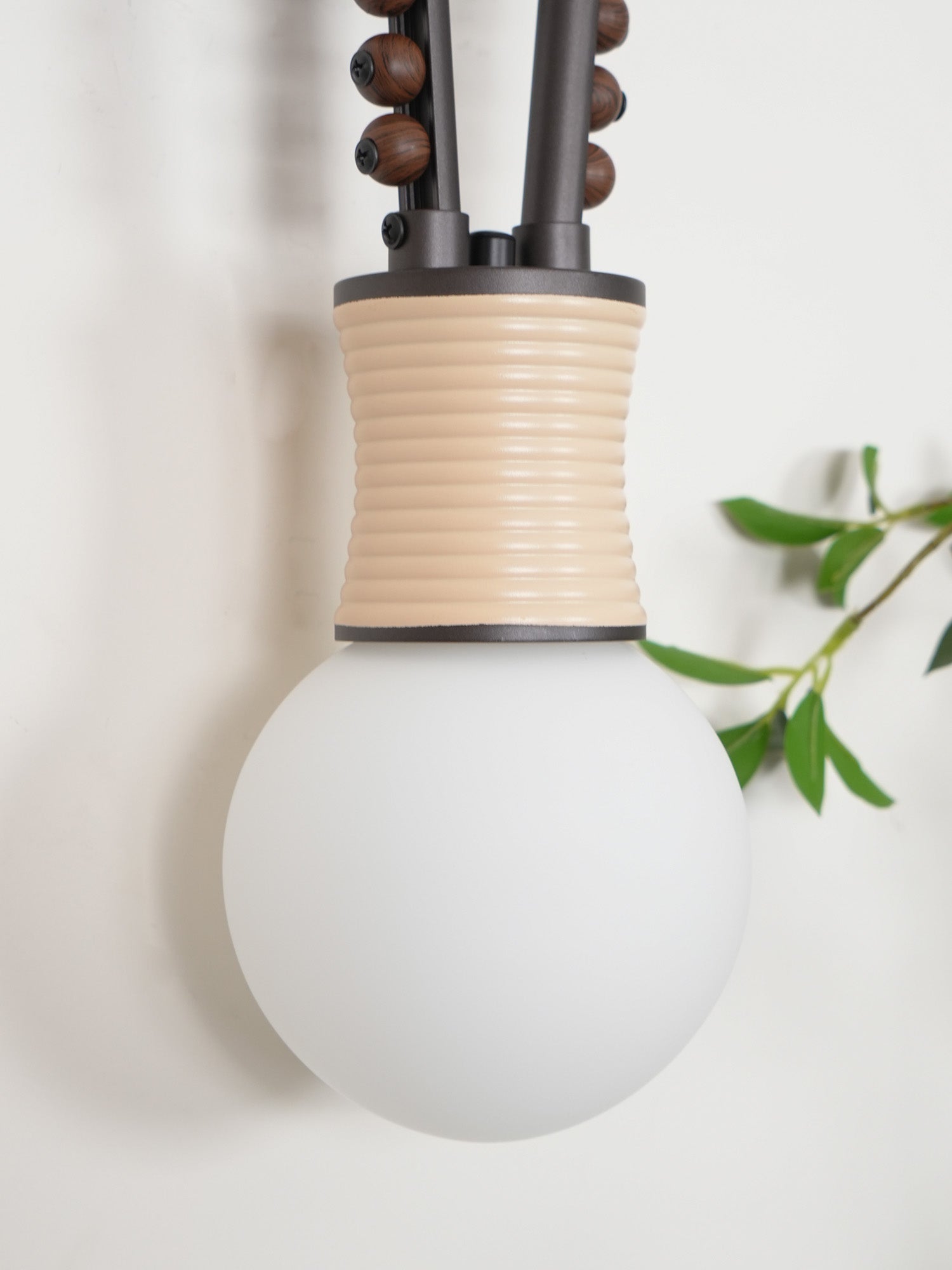 Sytala Premium Art Walnut Glass Wall Lamp - Neutral Decor