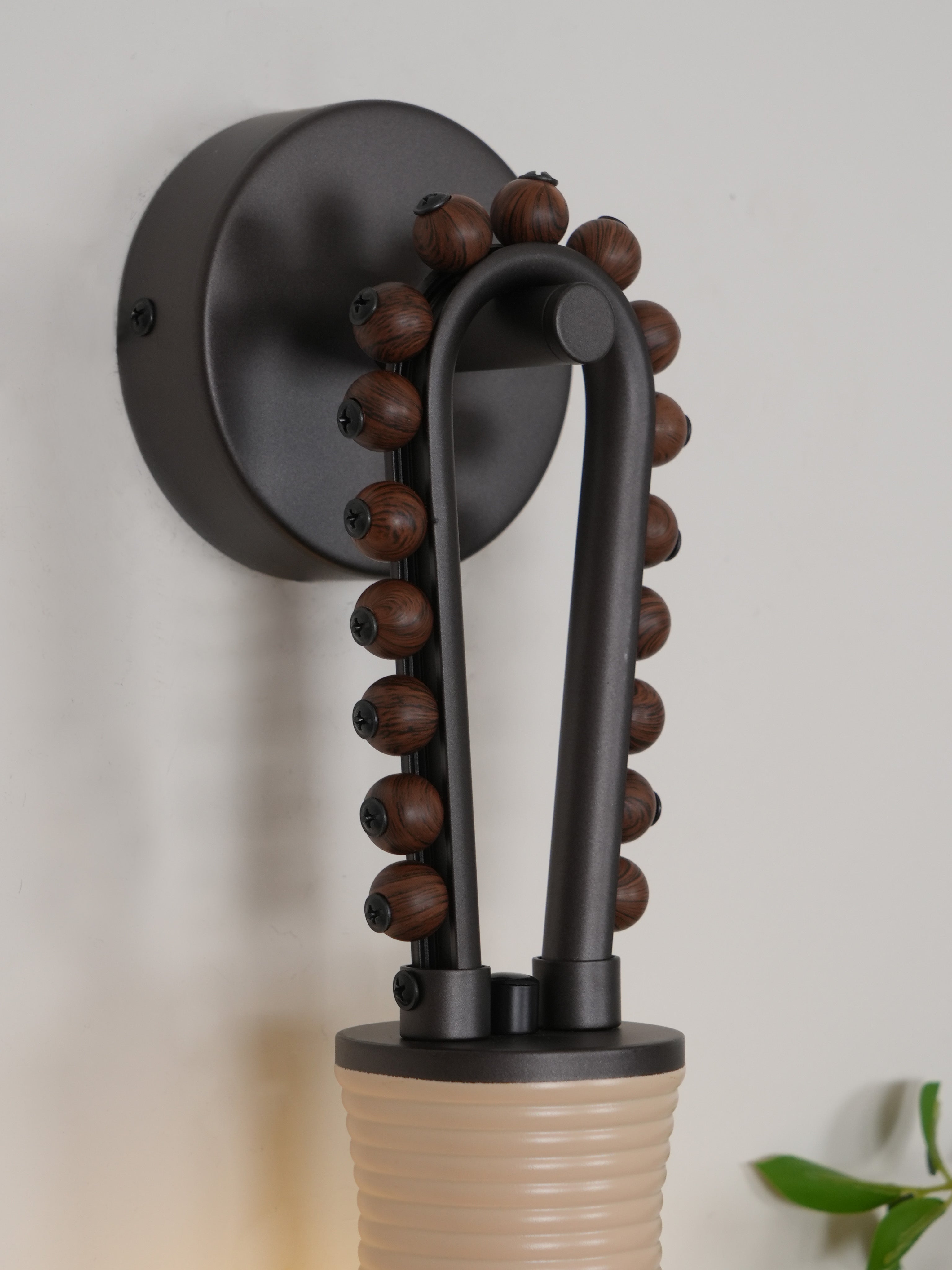 Sytala Premium Art Walnut Glass Wall Lamp - Neutral Decor
