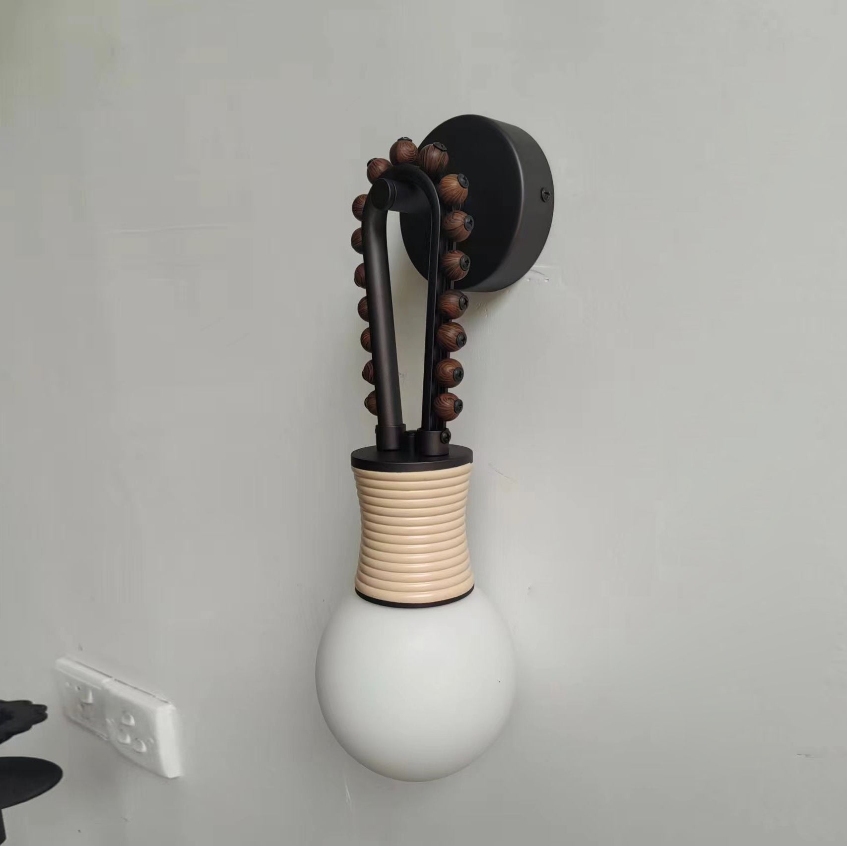 Sytala Premium Art Walnut Glass Wall Lamp