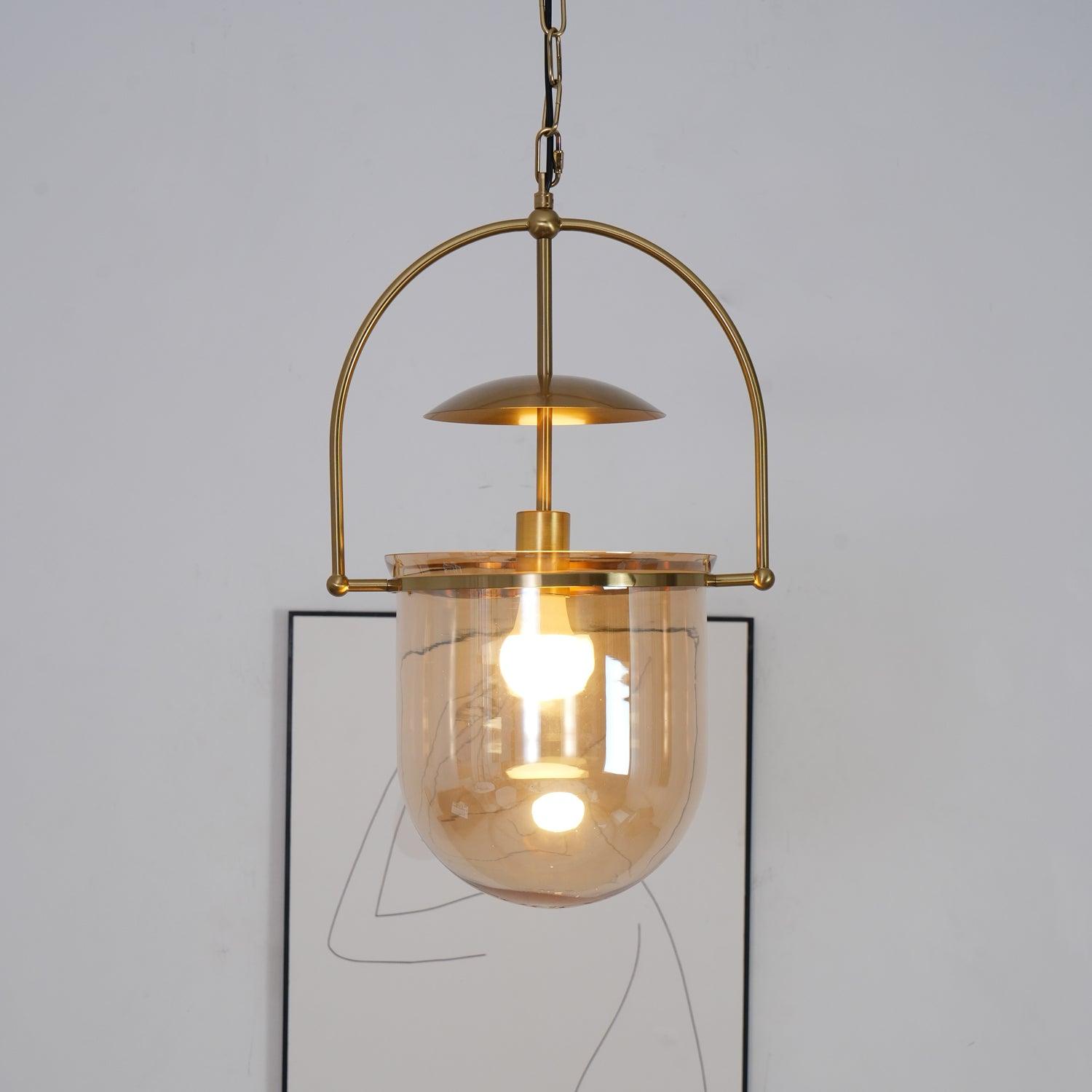 Velanaya Pendant Lamp Glass Brass Vintage for Living Room