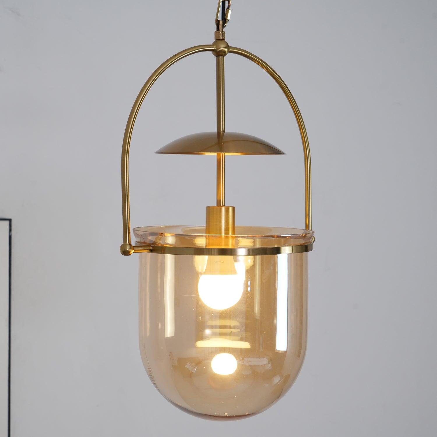 Velanaya Pendant Lamp Glass Brass Vintage for Living Room