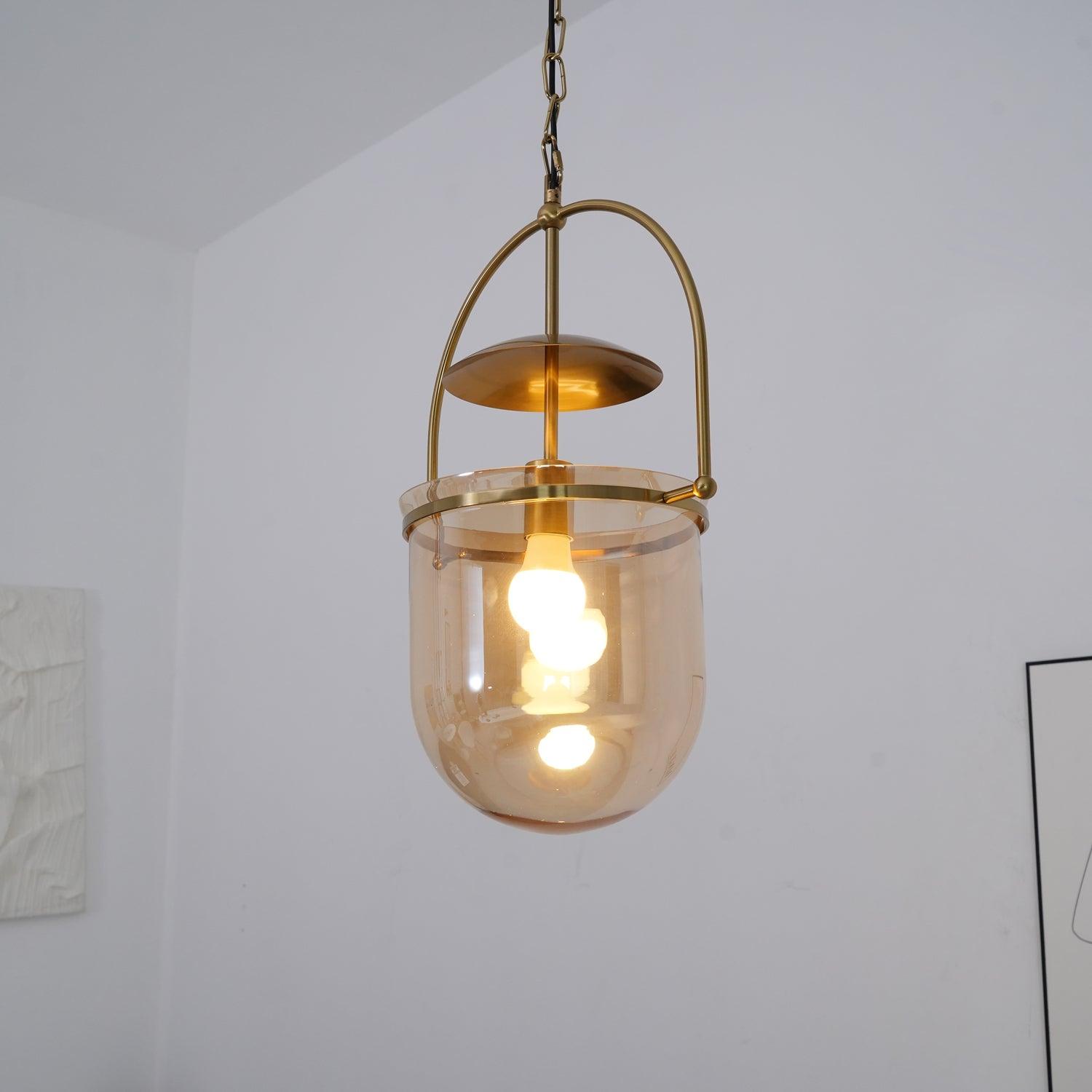 Velanaya Pendant Lamp Glass Brass Vintage for Living Room