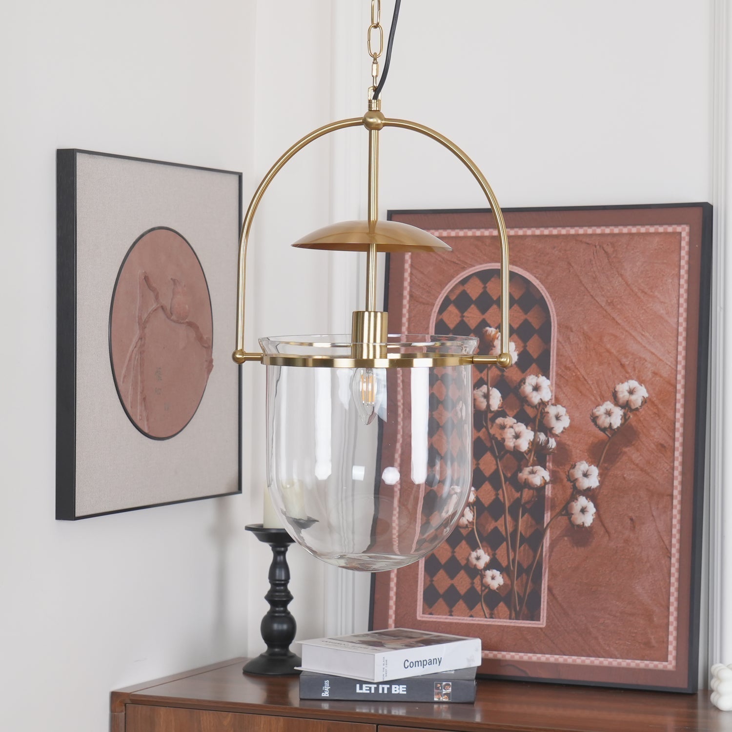 Velanaya Pendant Lamp Glass Brass Vintage for Living Room