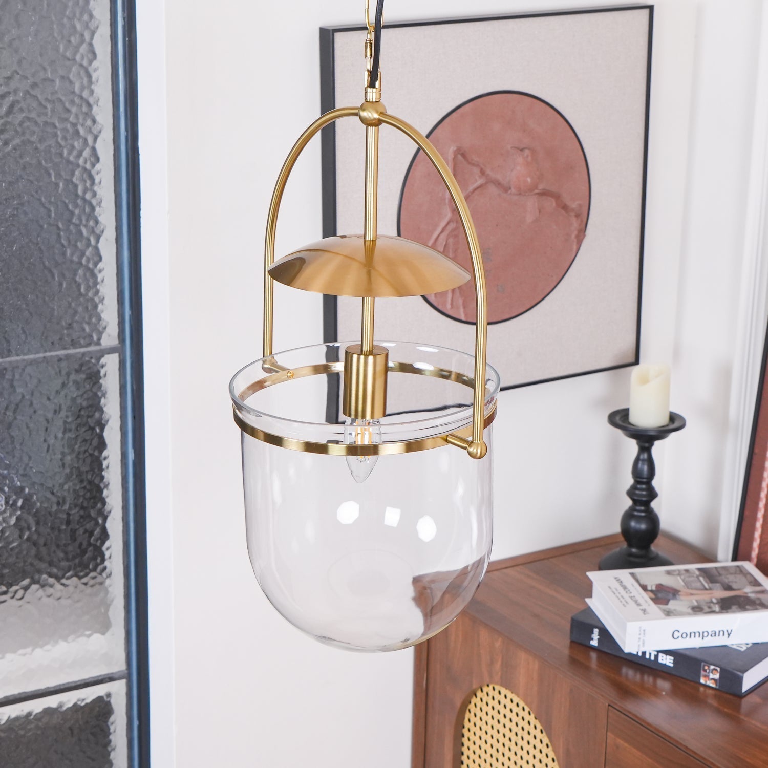 Velanaya Pendant Lamp Glass Brass Vintage for Living Room