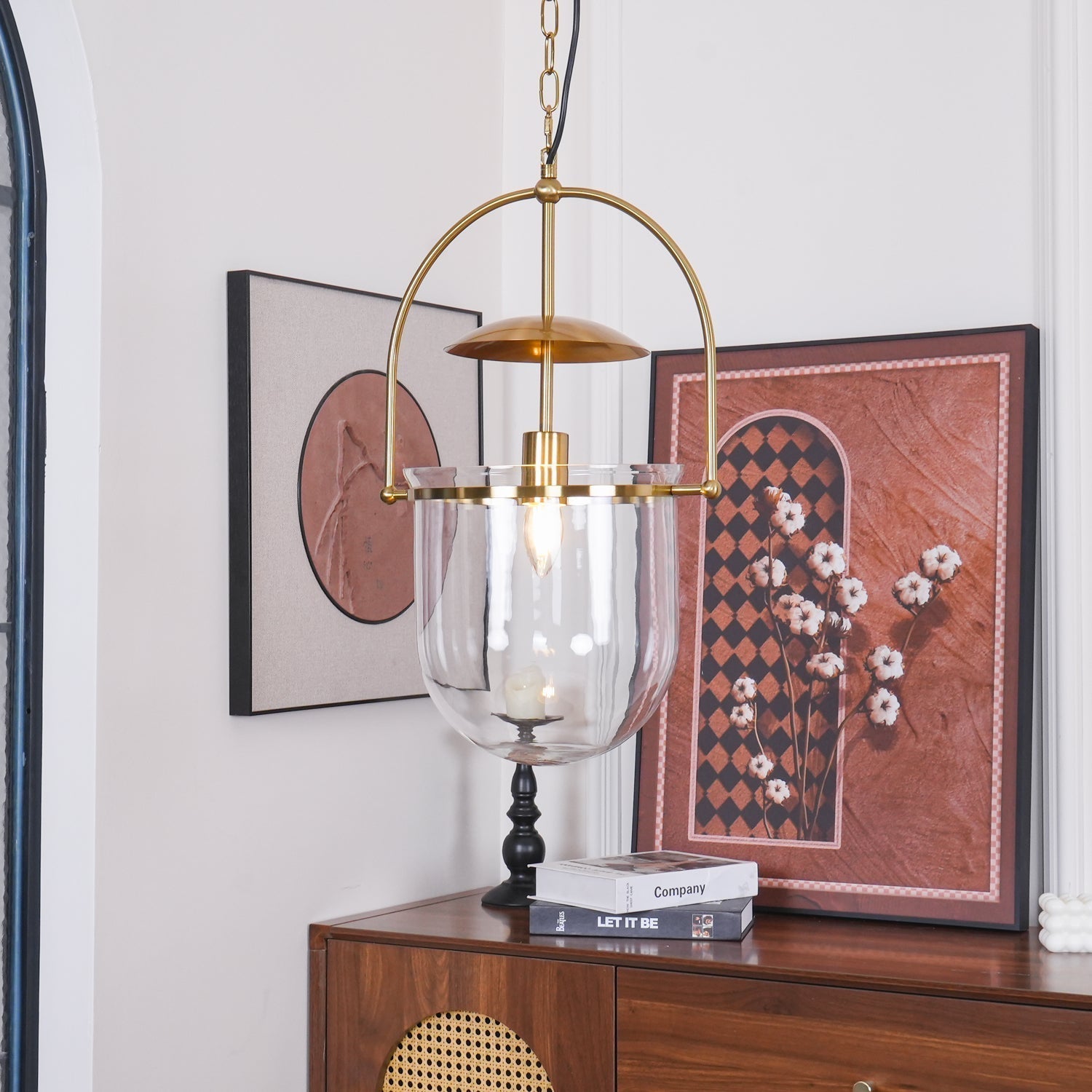 Velanaya Pendant Lamp Glass Brass Vintage for Living Room