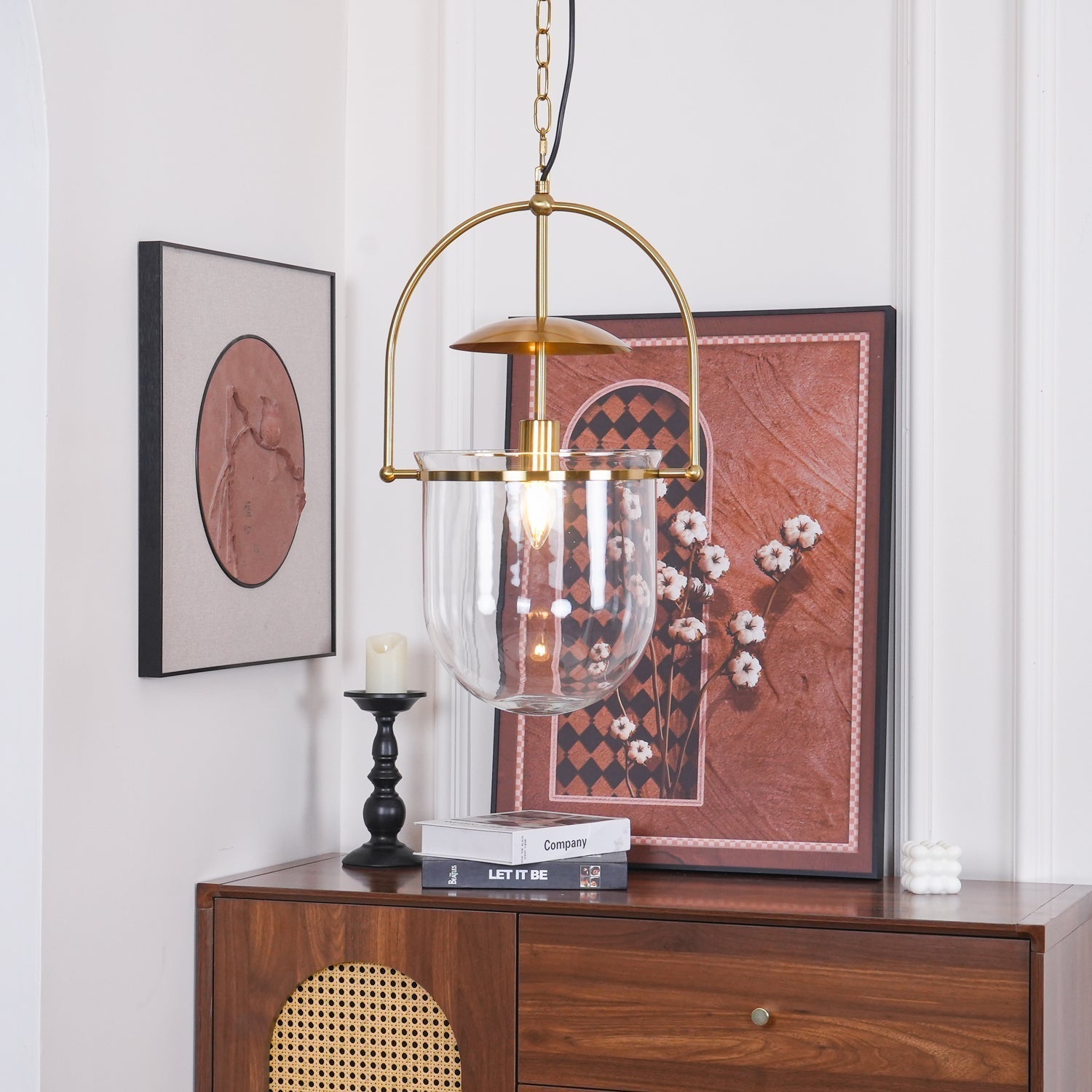 Velanaya Pendant Lamp Glass Brass Vintage for Living Room