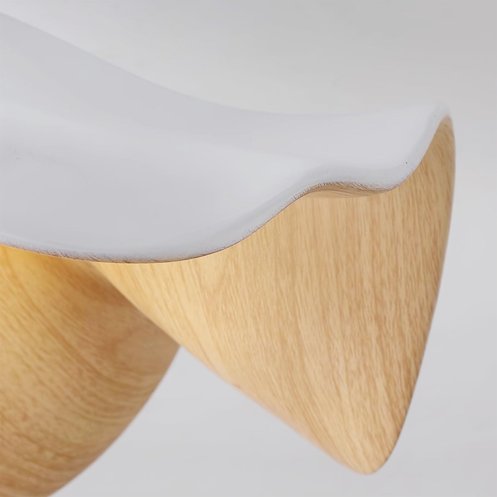 Belenor Ceiling Lamp Lotus Leaf with Wood and White Finish