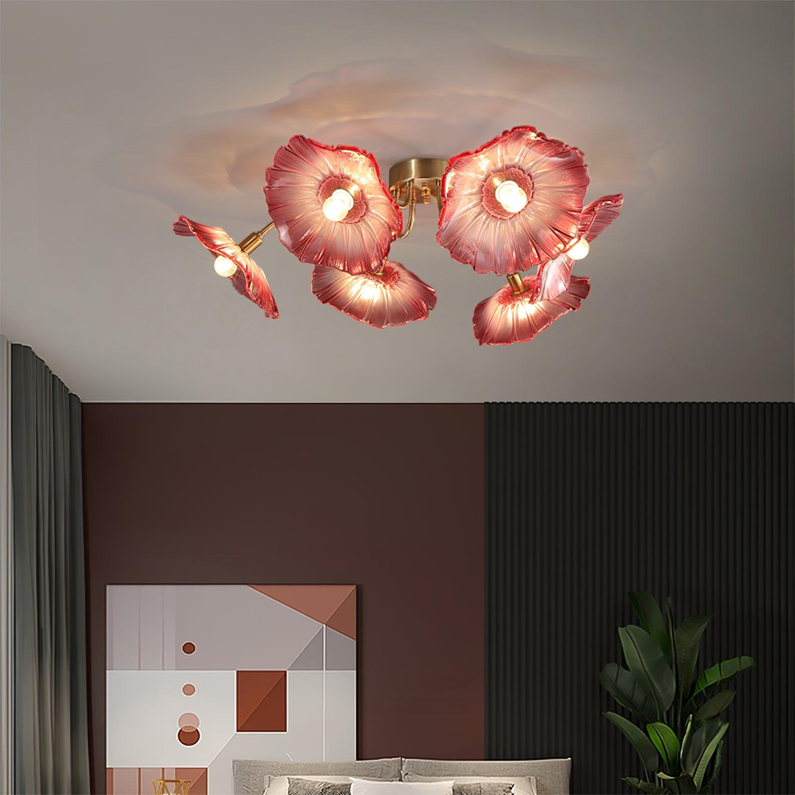 Lioruina Ceiling Lamp Leaf Glass with Brass Elegant