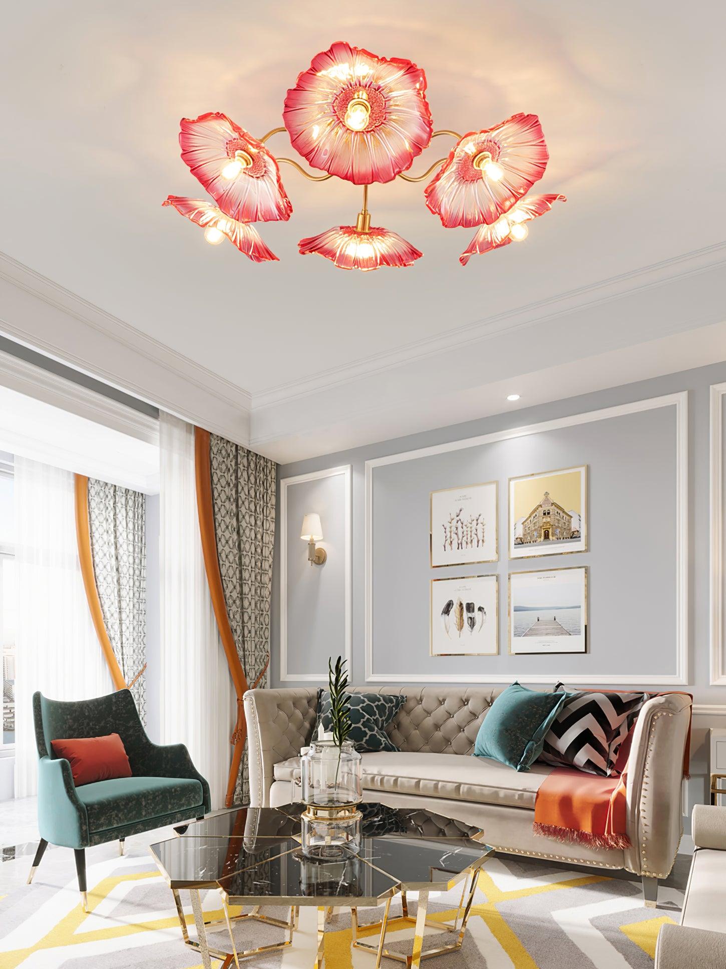 Lioruina Ceiling Lamp Leaf Glass with Brass Elegant